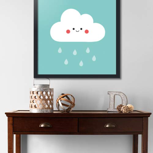 Ann Kelle Happy Cloud II 24x24 Framed Art Print - Satin Black Frame with 060 Plexiglass - Handmade in USA - Perfect for Living Room, Bedroom & Office Decor