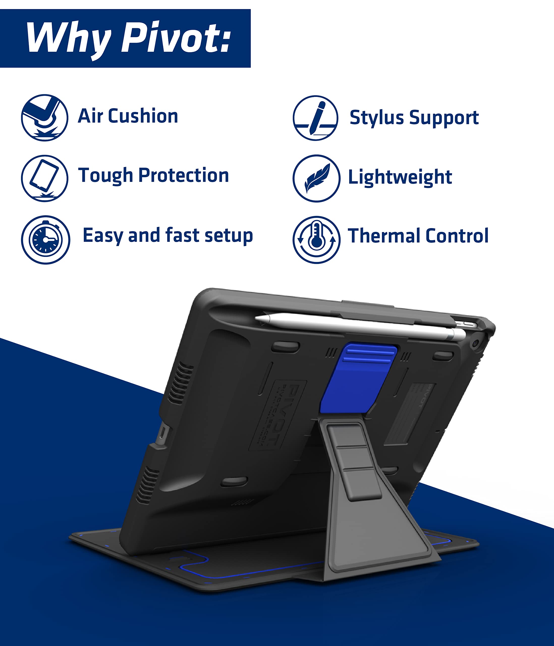 PIVOT 10X Tablet Case for iPad Pro 10.5, iPad 9th/8th/7th Gen & iPad Air 3 - 360° Rotating Protective Cover with Stand - Perfect for Pilots, Aviation Professionals & Travel Use - Sleek Black Design