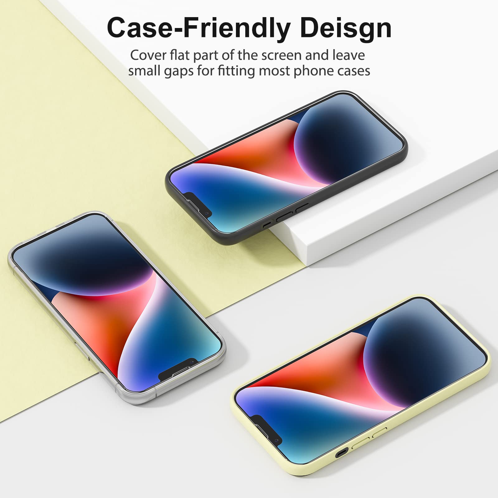 SPARIN 3 Pack Tempered Glass Screen Protector for iPhone 14/13/13 Pro 6.1 Inch - Case Friendly, Anti-Scratch, Bubble-Free - Perfect for Daily Use, Travel & Work Protection