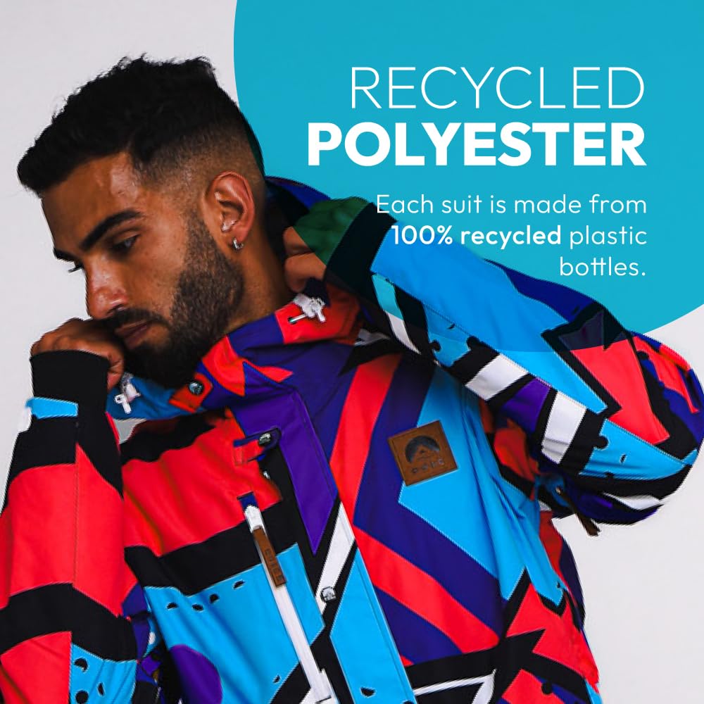 OOSC Fresh Prince Men's Ski Suit - Retro Waterproof Breathable Insulated Snowboard Jacket & Pants Set - Eco-Friendly Recycled Polyester - Perfect for Winter Sports & Mountain Adventures