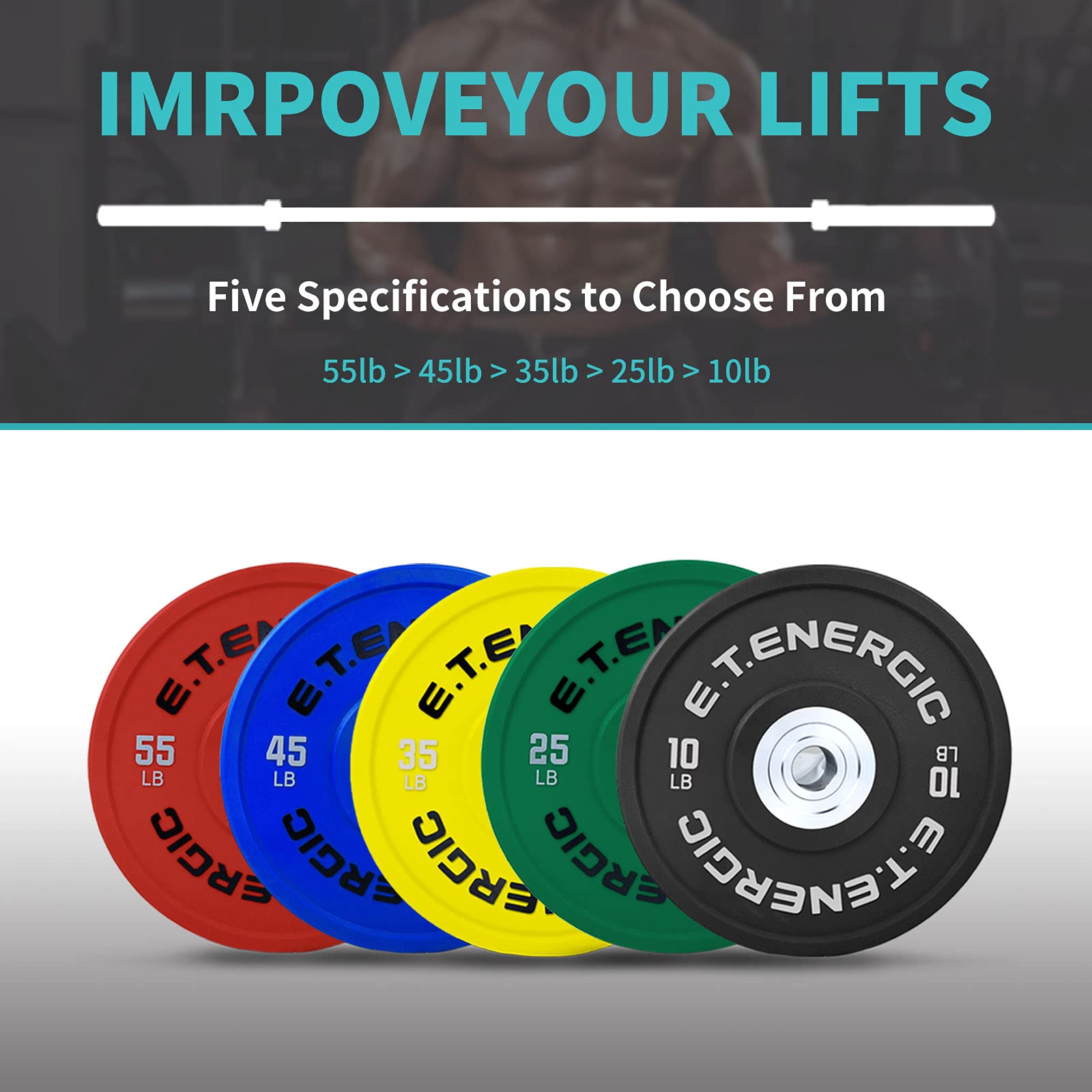 10LB-55LB Odorless Olympic Bumper Plates with 2