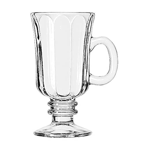 Libbey Optic 8 oz Irish Coffee Mug - Clear Glass Cup with Handle for Hot Drinks - Perfect for Irish Coffee, Hot Chocolate, Tea & Cafe Style Beverages at Home