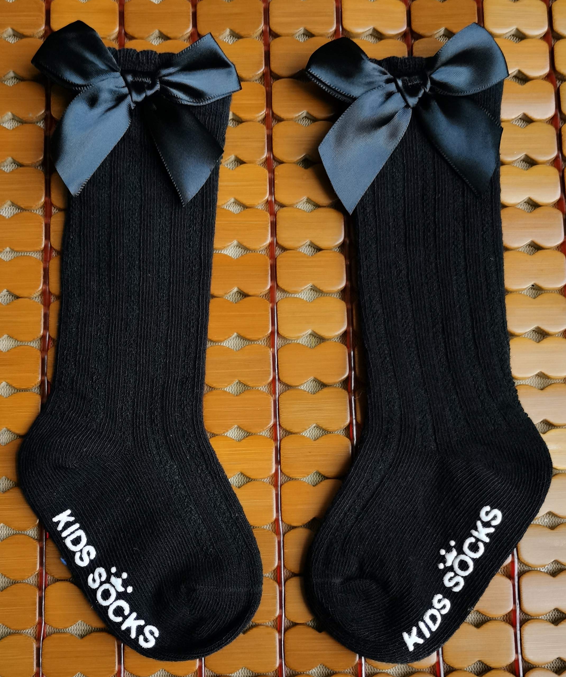 QandSweet Baby Girl Knee-High Socks with Bows - Non-Slip Toddler & Infant Stockings for Newborns - Perfect for Dress-Up, Photo Shoots & Everyday Comfort