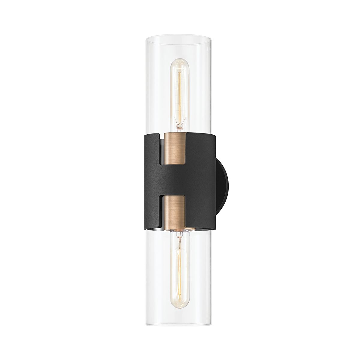 Amado 17 Inch Modern Wall Sconce Light Fixture - Black & Brass Finish for Bedroom, Living Room, or Hallway Lighting
