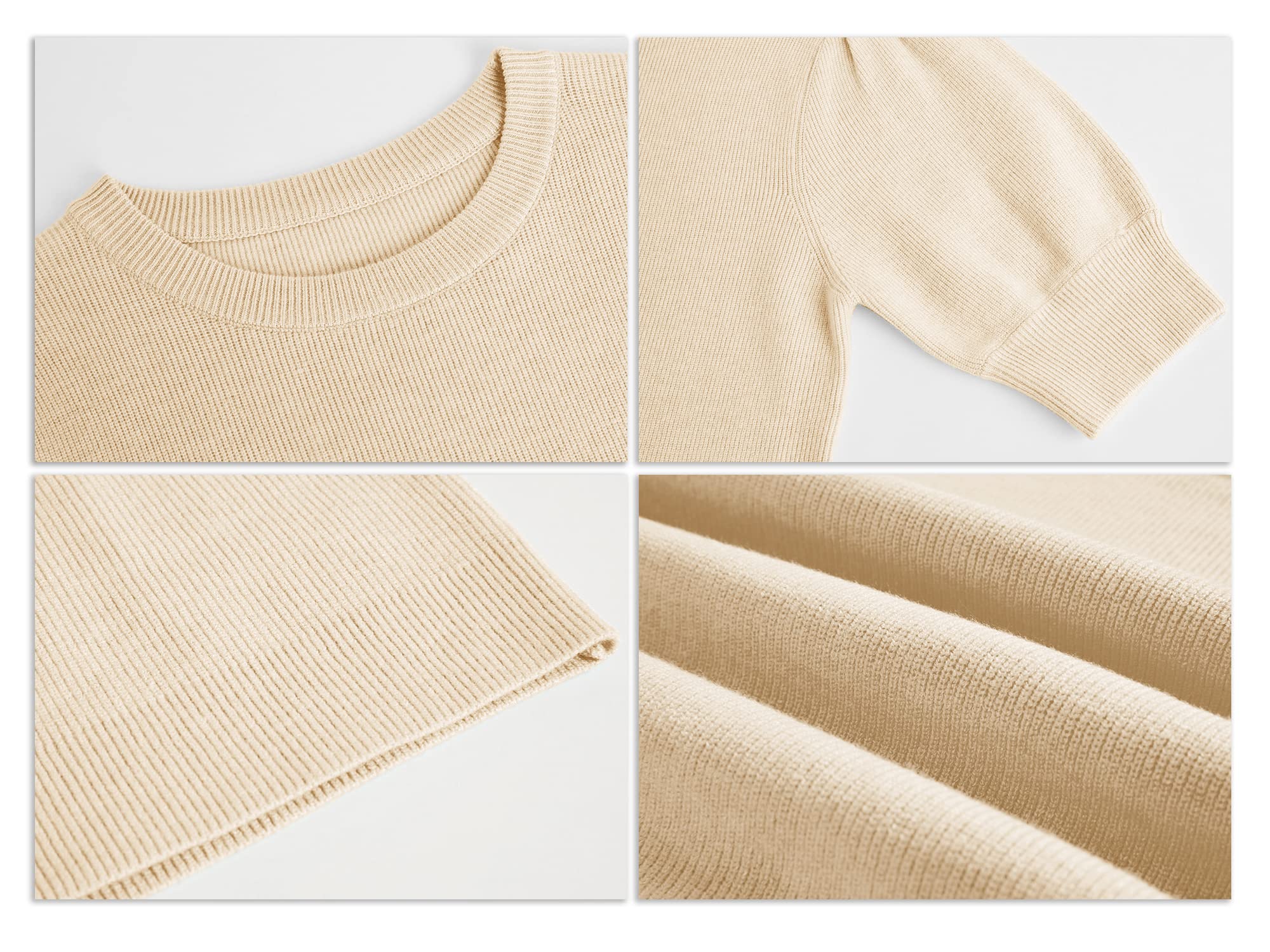 Zbyclub Women's Lightweight Knit Sweater - Puff Short Sleeve Pullover Top with Crew Neck | Perfect for Spring Layering, Office Wear & Casual Outfits