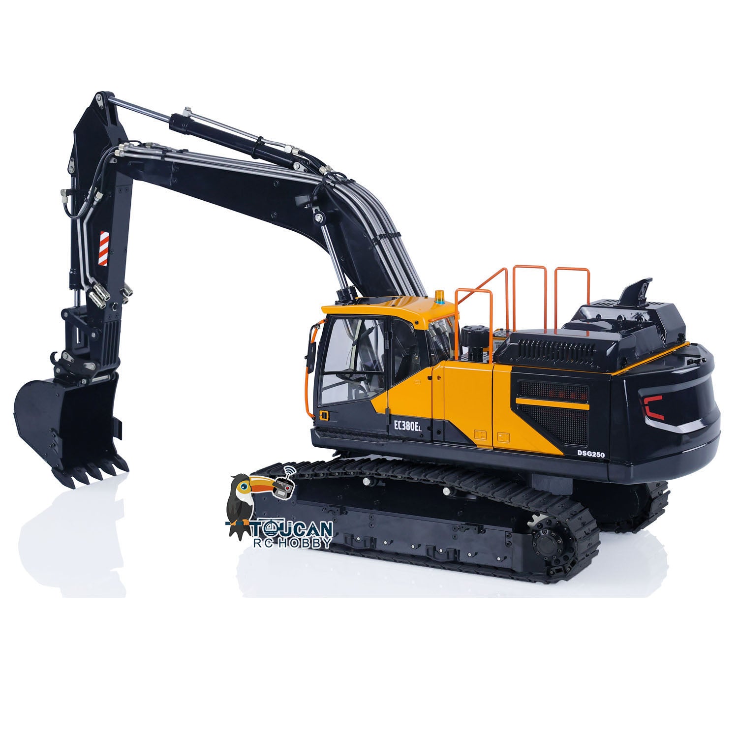 MTM Metal 1/14 Scale Remote Control Hydraulic Excavator Toy - 2 Arms RC Digger Construction Vehicle Model, EC380 Heavy Machinery for Kids & Adults - Perfect for Construction Play, Collecting & STEM Learning