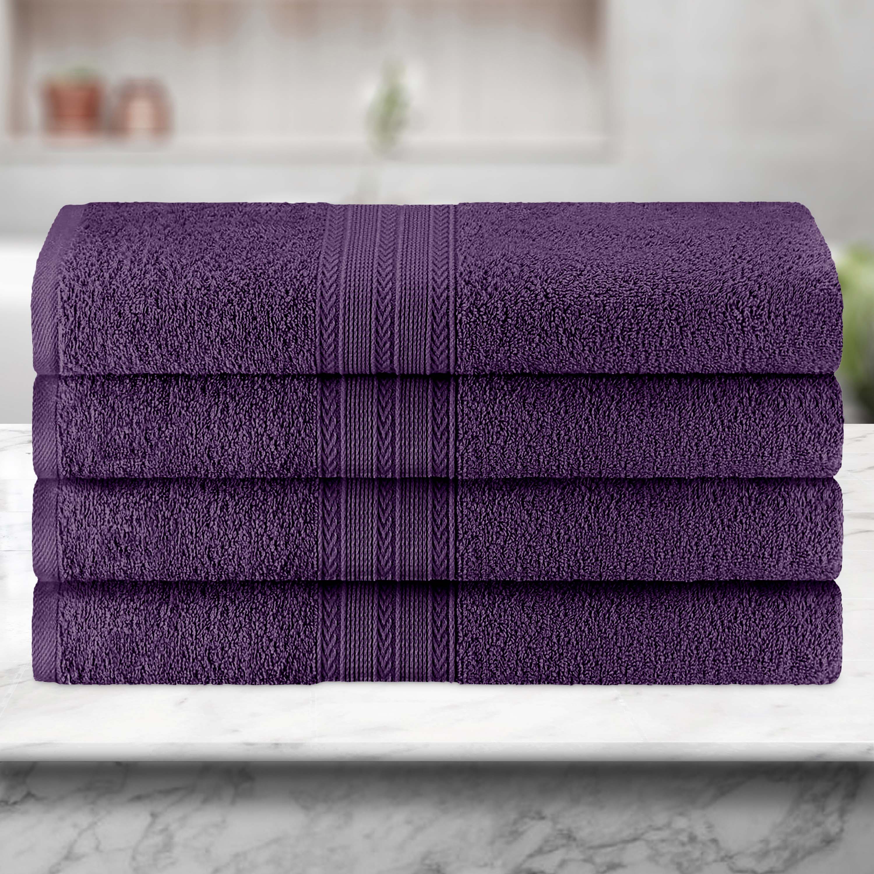 Premium 100% Cotton Eco-Friendly 4-Piece Bath Towel Set - Soft, Absorbent & Hypoallergenic - Perfect for Spa, Bathroom & Beach Use