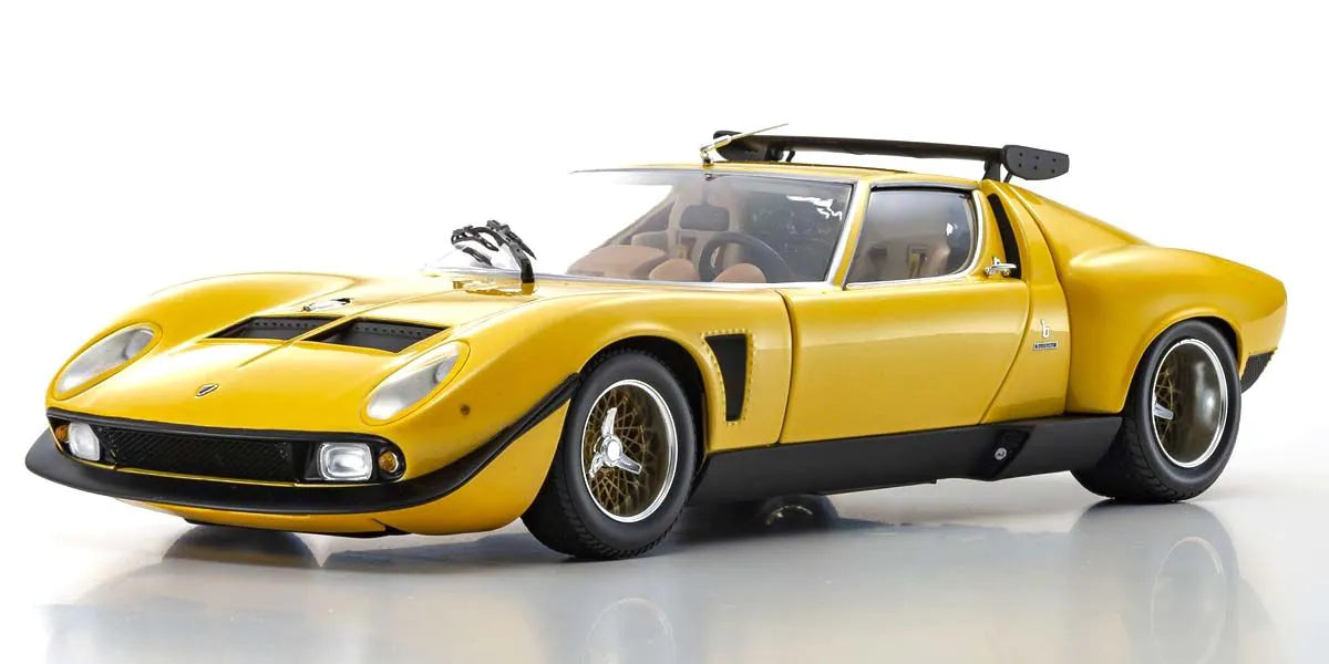 Kyosho 1:18 Scale Lamborghini Miura SV Diecast Model Car - Yellow with Gold Accents | Collectible Sports Car for Display, Gifts & Racing Enthusiasts