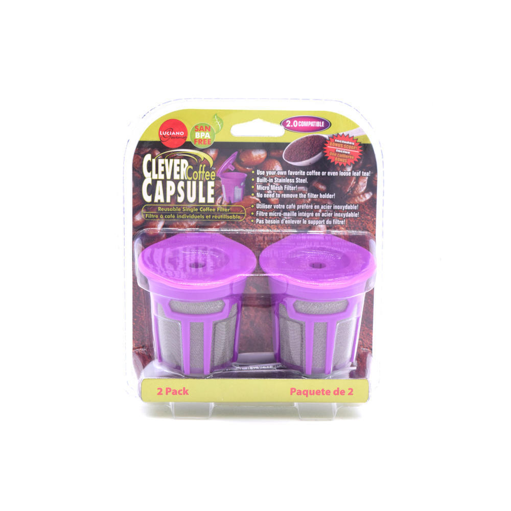 LUCIANO GOURMET Clever Coffee Capsules 2 Pack Compatible with Keurig 2.0 K-Cup Brewers (70270) - Perfect for Home & Office Coffee Breaks