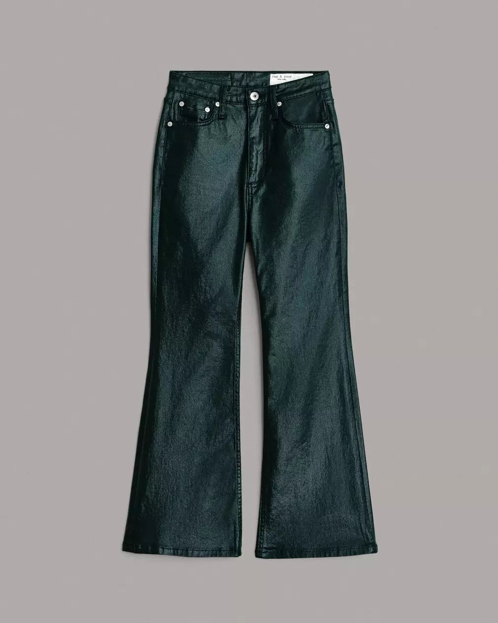Casey Coated High Rise Ankle Flare Jeans - Pine Grove Leatherette Faux Leather Pants for Women | Perfect for Casual Outfits, Date Nights & Office Wear