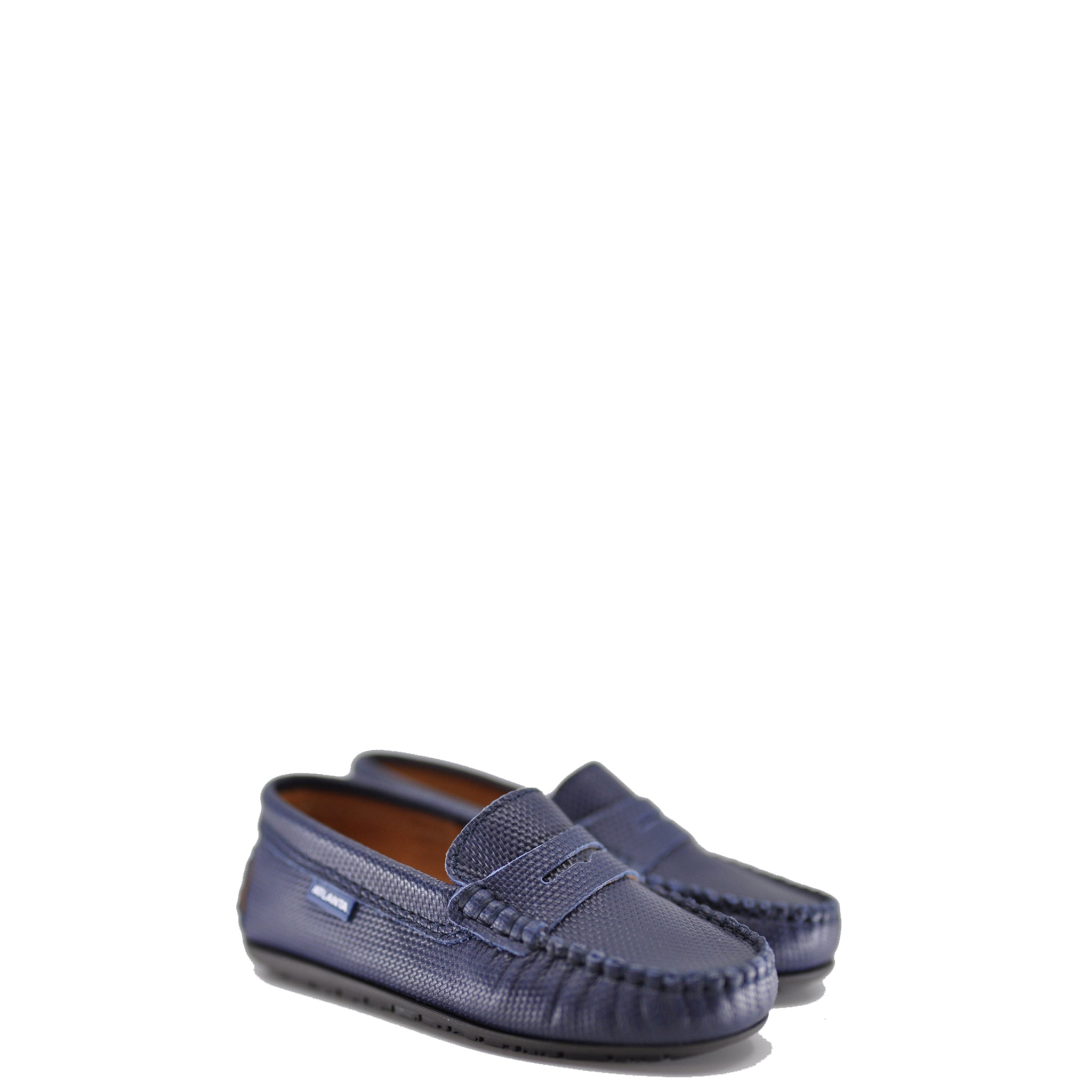 **Men's Atlanta Moccasin Navy Blue Penny Loafers – Genuine Textured Leather Slip-On Shoes for Business Casual & Office Wear**    *使用场景示例: Perfect for business meetings, office attire, or smart-casual outings.*