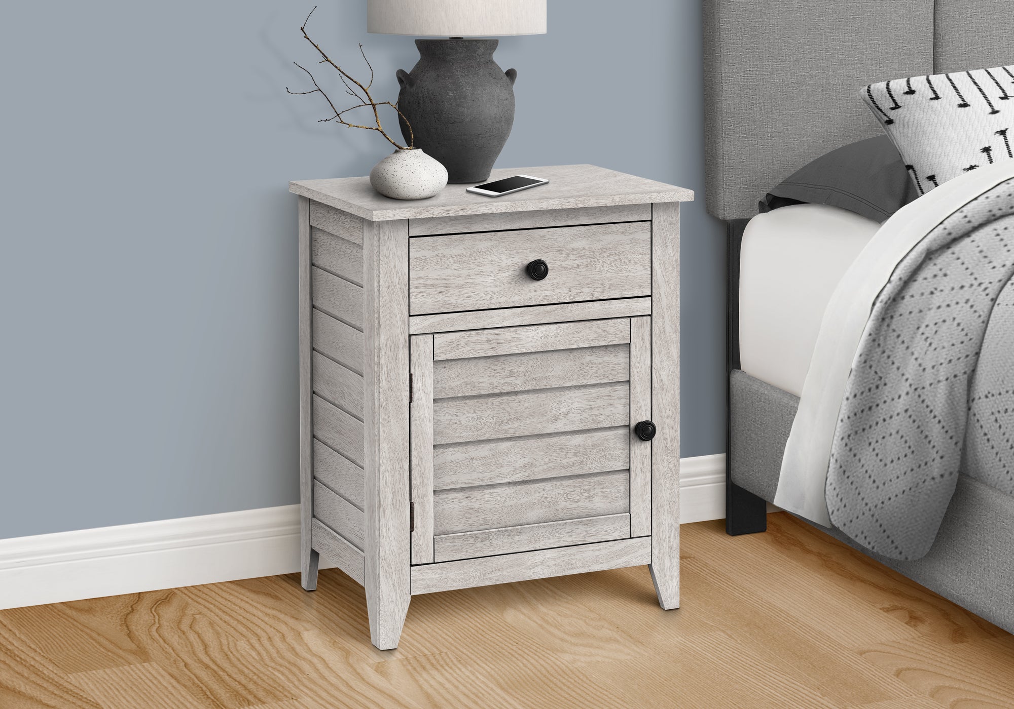 Coastal Grey Accent Table - Modern Side Table for Living Room, Bedroom & Office - Small End Table with Stylish Design for Home Decor