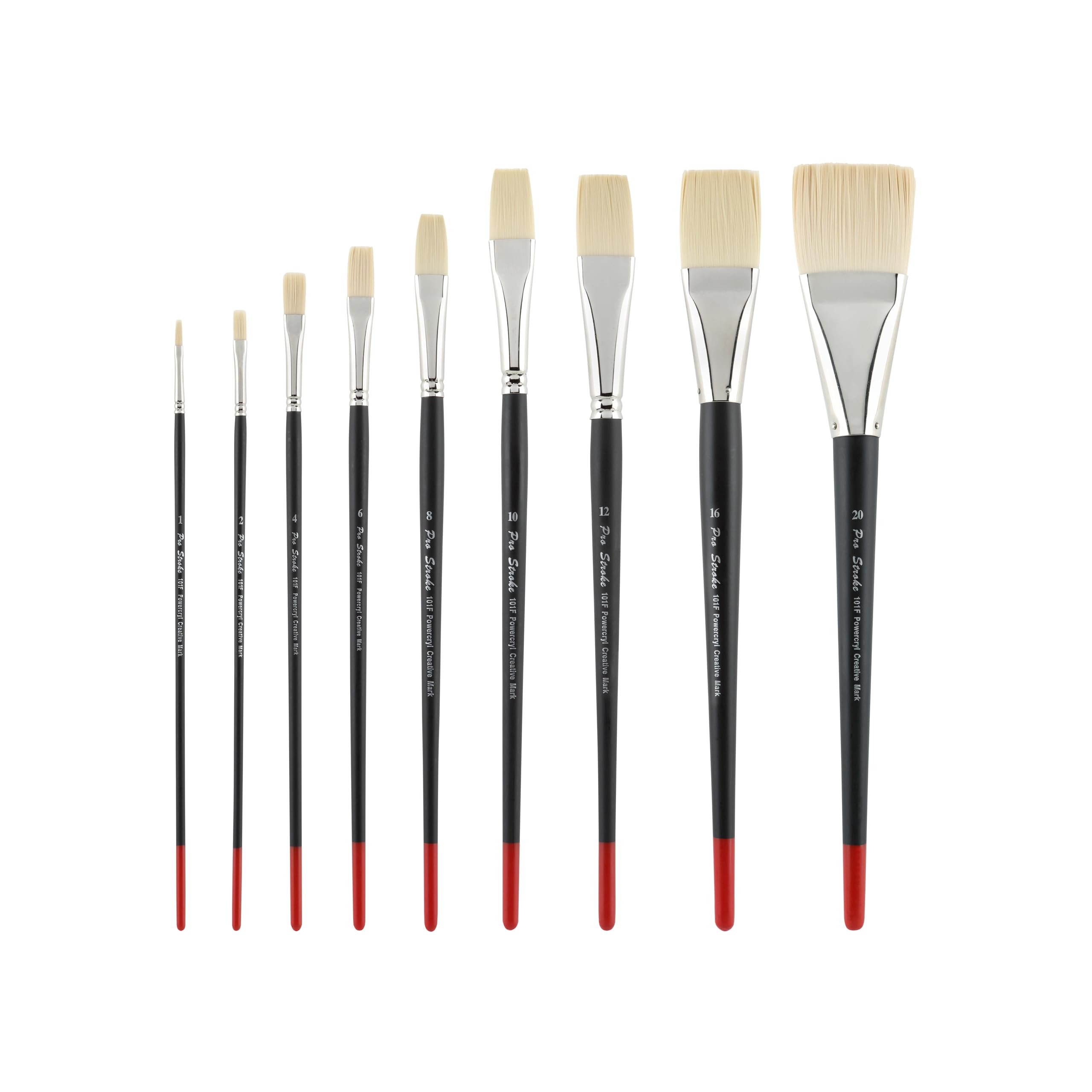Creative Mark Powercryl Ultimate Acrylic Paint Brushes - Flat #10 Artist Brushes with 3 Synthetic Hair Diameters | Perfect for Heavy Acrylics, Water Soluble Oils & Professional Artwork | Ideal for Canvas Painting, DIY Crafts & Fine Art Projects