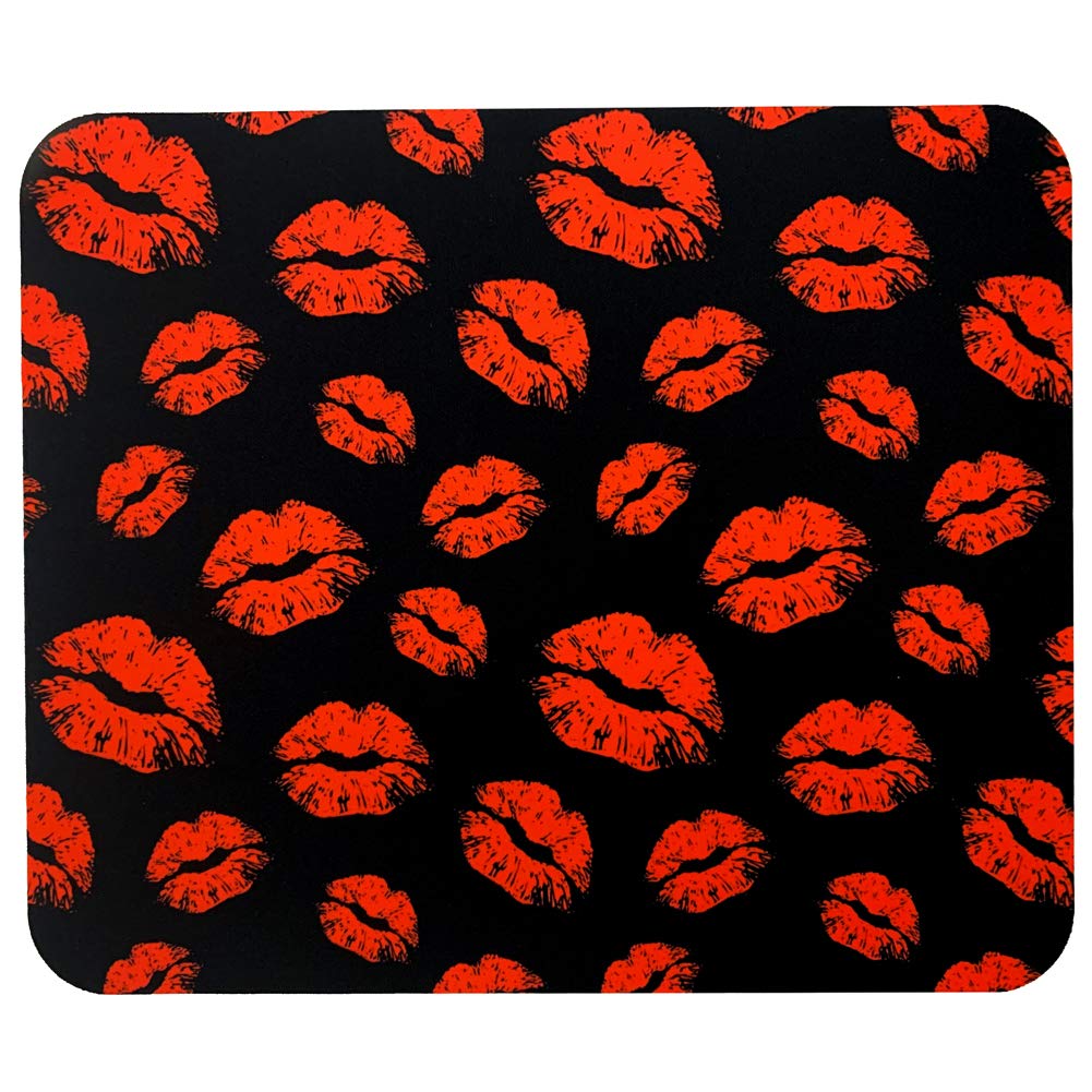 Red Kiss Lips Computer Mouse Pad - Non-Slip Gaming & Office Desk Mat with Wrist Support - Perfect for PC, Laptop, MacBook & Workstation Setup