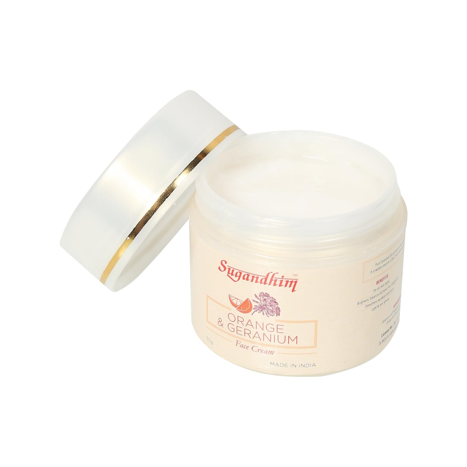 Organic Orange & Geranium Face Cream - 50g | 100% Natural Hydrating Moisturizer with Essential Oils | Anti-Aging, Wrinkle Reduction & Brightening for All Skin Types | Made in India | Perfect for Dry Skin Care Routine & Nighttime Skincare Regimen