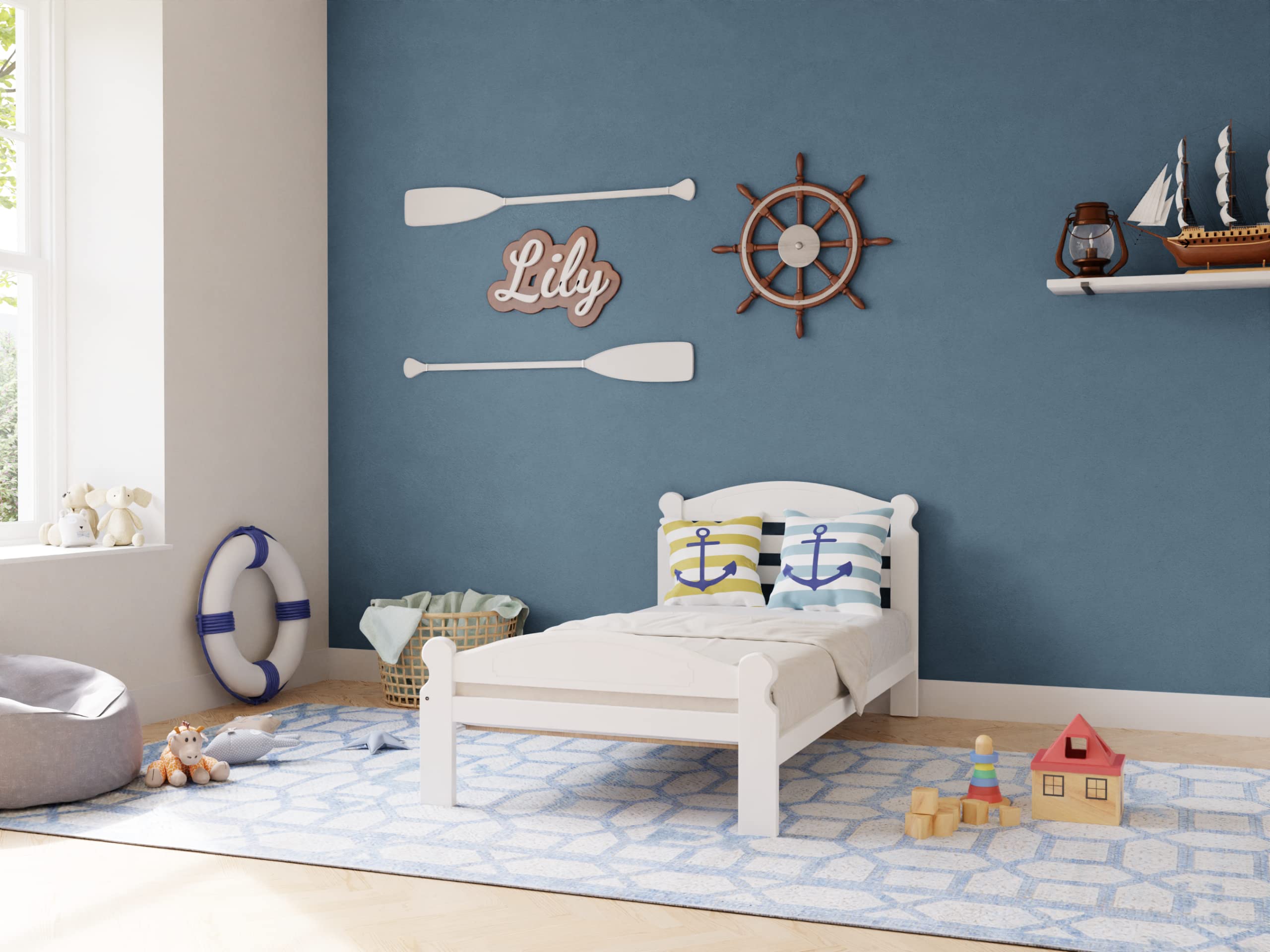 Solid Pine Twin Bed Frame - Unfinished Wooden Bed with Slats for Boys & Girls | Easy Assembly Kids Bedroom Furniture | Perfect for Guest Rooms, Dormitories & Children's Bedrooms