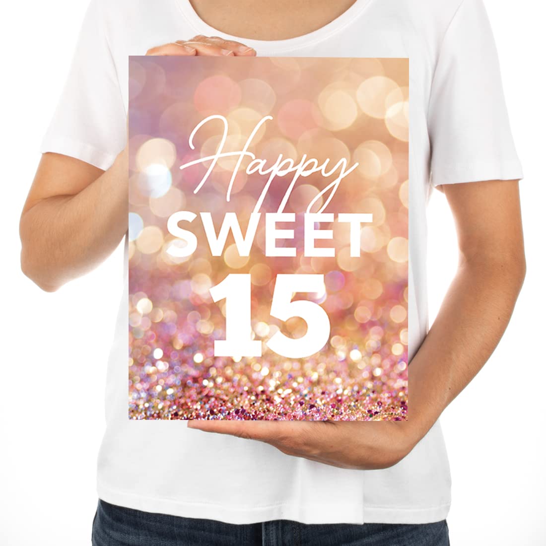 Andaz Press Jumbo Happy Birthday Card for Sweet 15th Birthday - 8.5