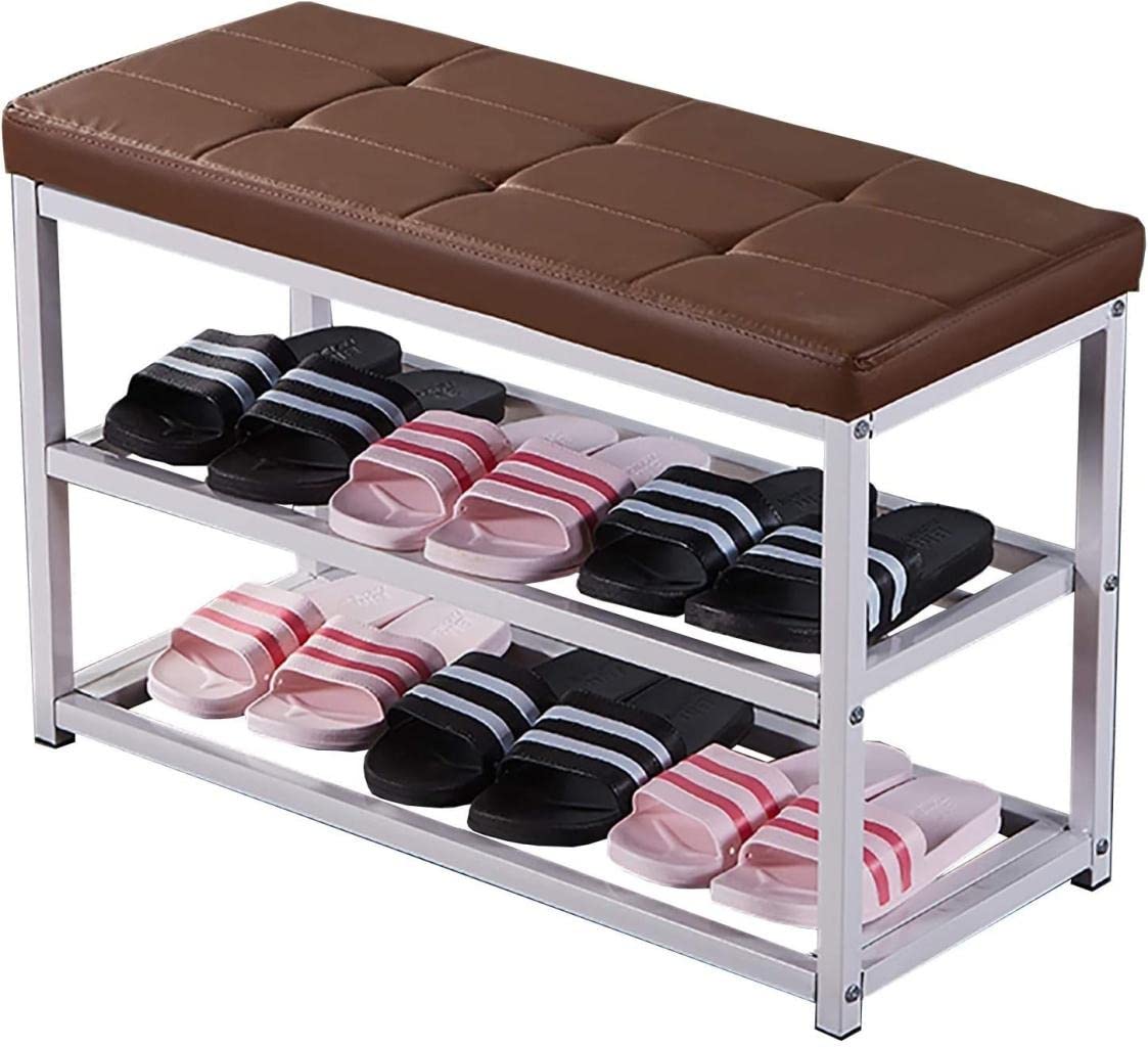 Multi-Purpose Storage Bench Ottoman with Shoe Rack - 70x30x45cm Entryway Organizer, Dorm Seat & Low Stool Sofa (Grey) - Perfect for Living Room, Bedroom, Hallway & Small Space Organization