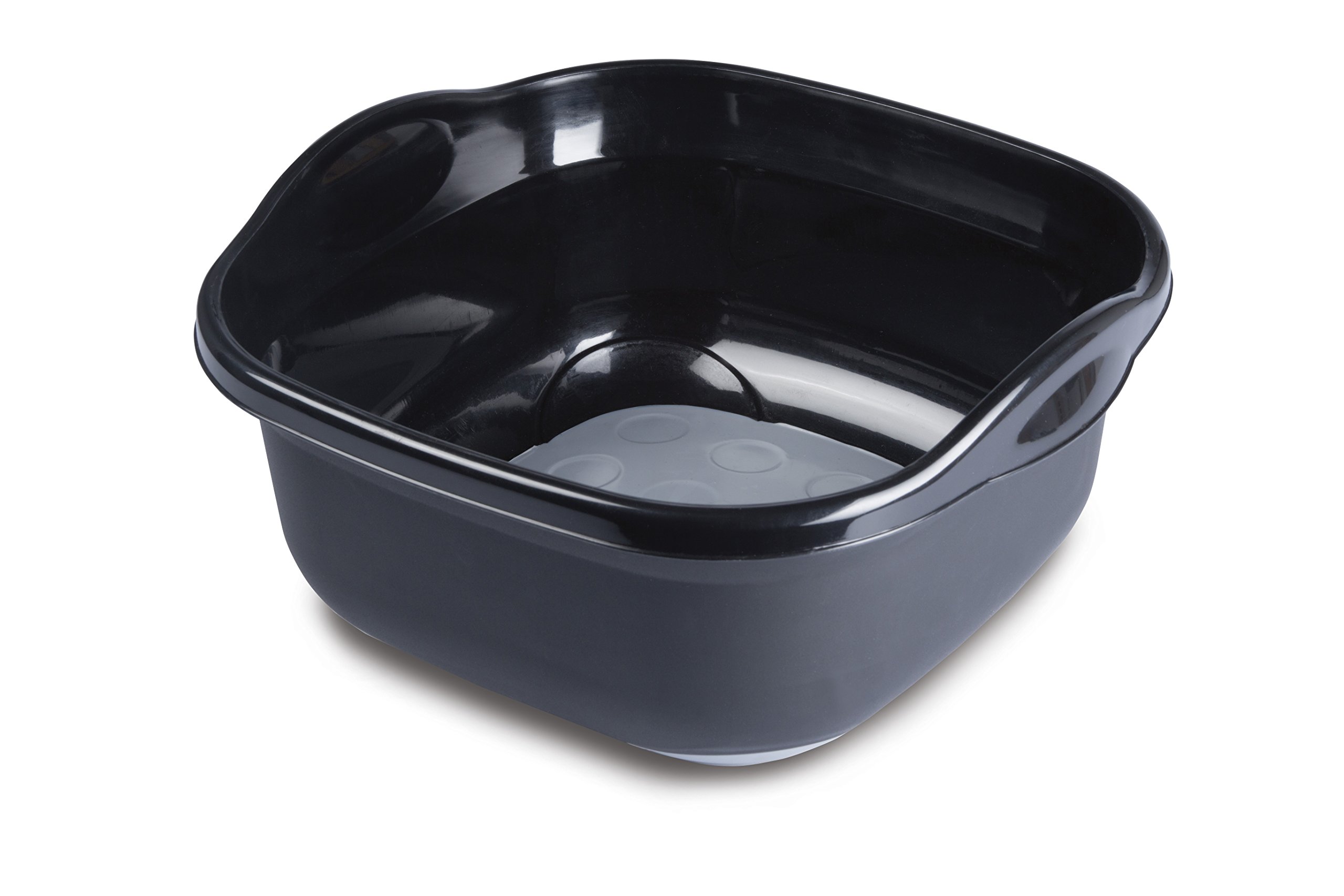 Soft Touch Washing Up Bowl - Durable Kitchen Sink Basin with Non-Slip Base (Black/Grey) - Perfect for Dishwashing, Food Prep & Organizing Kitchen Utensils