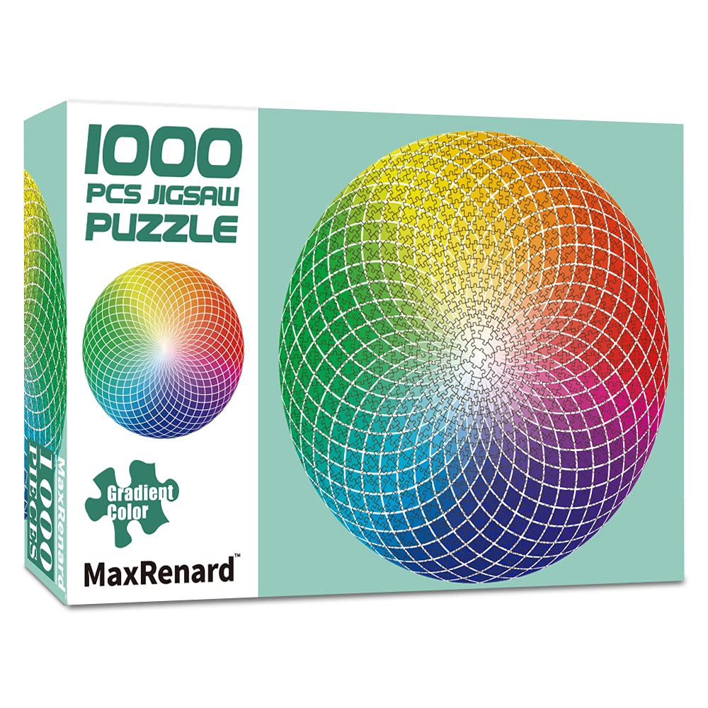 MaxRenard 1000-Piece Round Jigsaw Puzzle - Gradient Color Challenge for Adults & Kids - Perfect for Family Game Night & Stress Relief