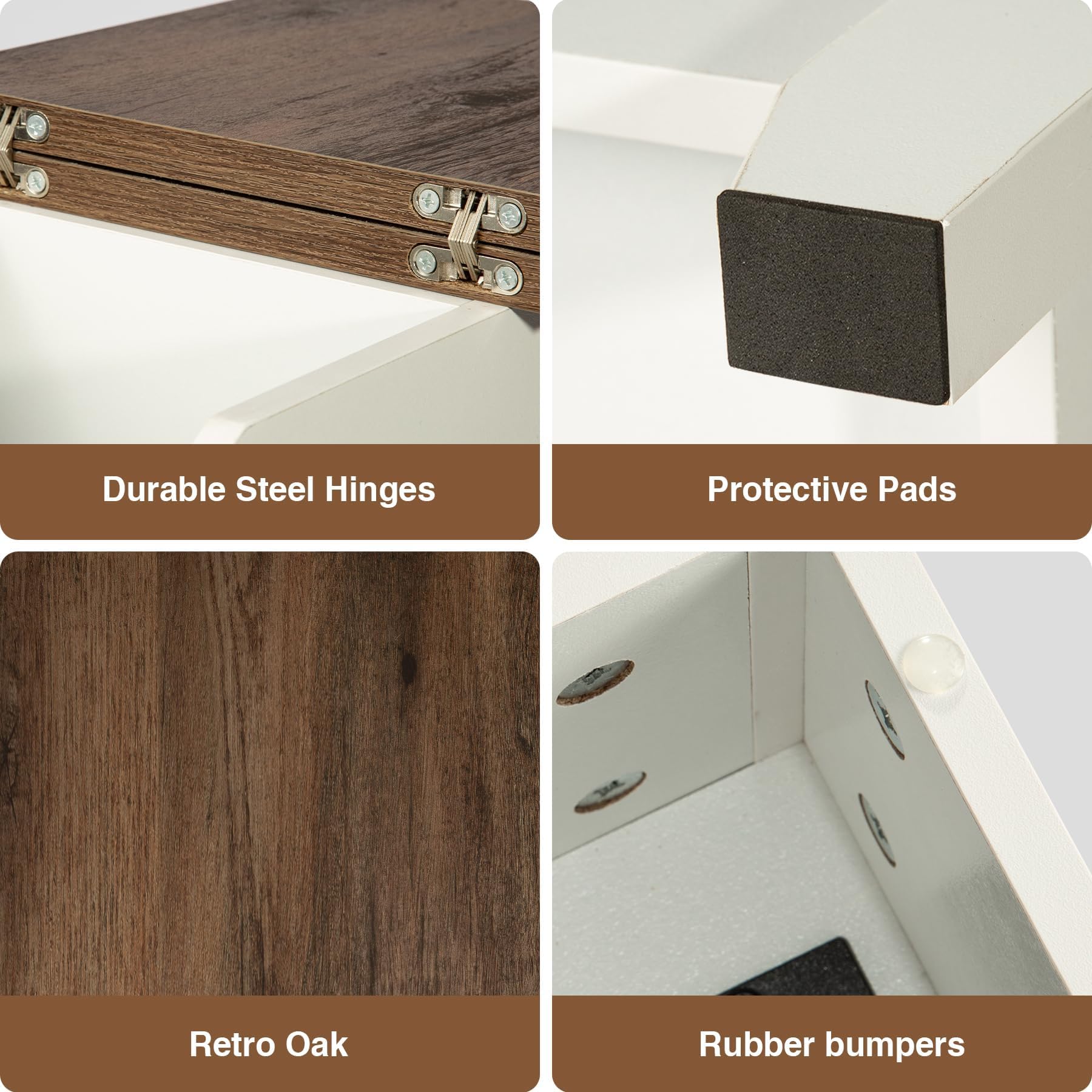 Farmhouse Narrow End Table with Charging Station - Set of 2 Slim Side Tables with USB Ports & Power Outlets, Flip Top Storage Drawer Nightstand for Small Spaces - Perfect for Living Room, Bedroom, or Office (Brown & White) - Ideal for Charging Devices & Saving Space in Apartments, Dorms & Cozy Homes