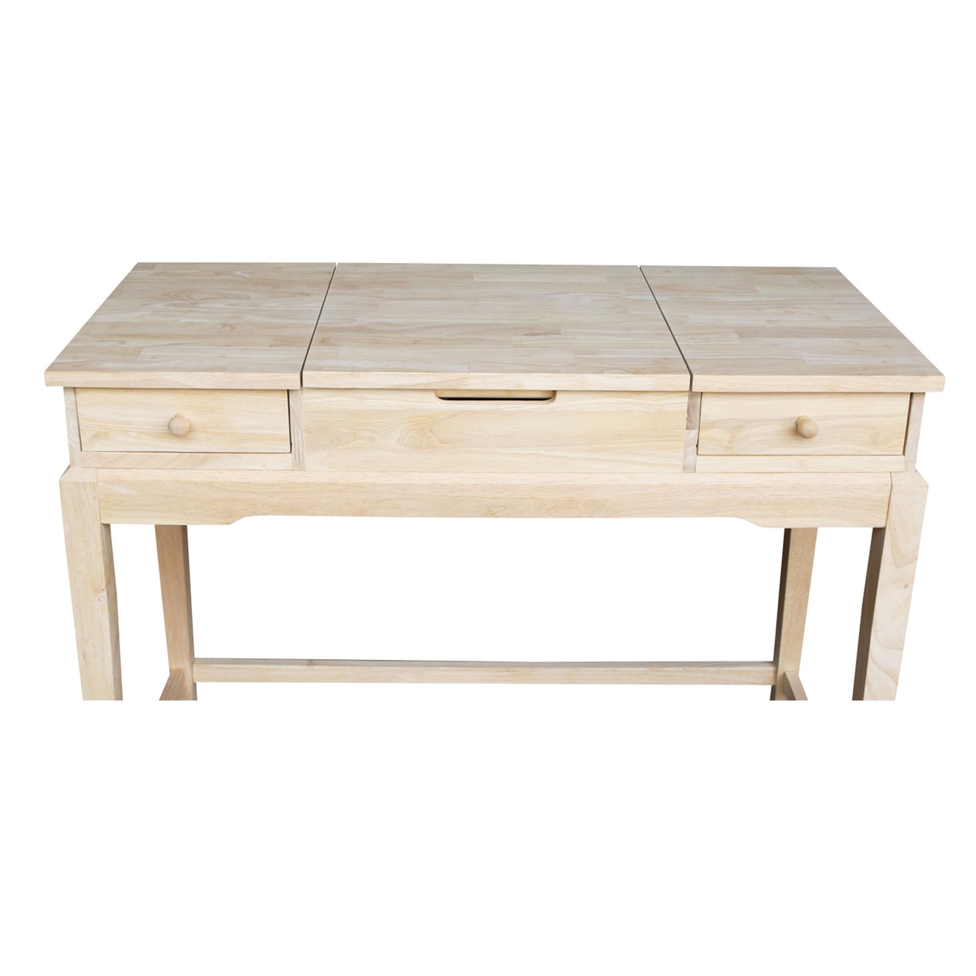 IC International Concepts Solid Real Wood Sturdy Parawood Vanity Table - Unfinished DIY Paint/Stain Ready Vanity Desk for Bedroom Makeup & Dressing Room