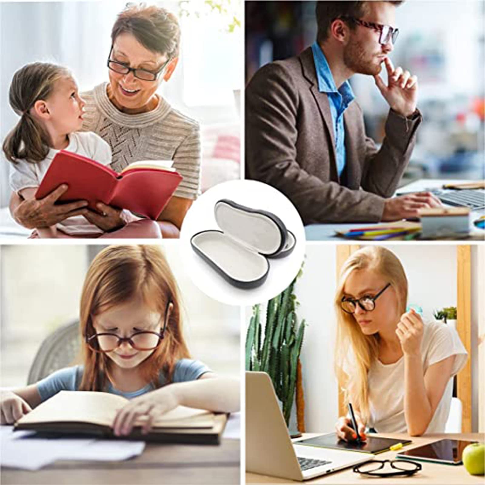 YUSHUD Double Layer Glasses Case - Portable Eyeglasses Holder for Men & Women | Travel-Friendly Protective Eyewear Storage | Perfect for Office, Travel, and Daily Use
