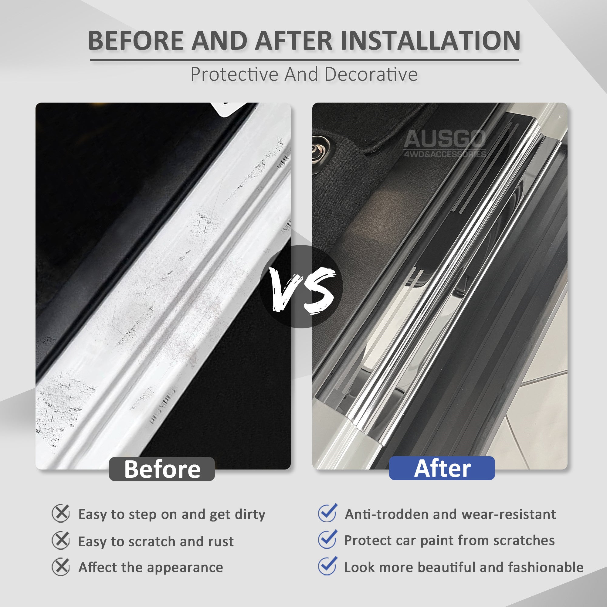 Premium Stainless Steel Door Sill Protector for Mitsubishi Triton Dual Cab 2015-2024 - Heavy Duty Scratch Guard for Truck Interior Protection & Style Upgrade