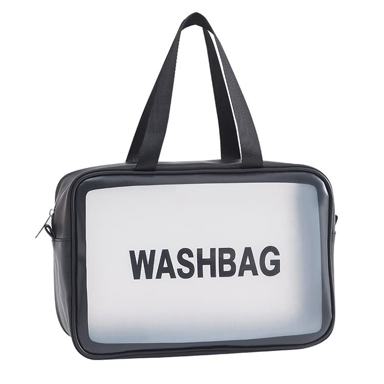 Waterproof PVC Cosmetic Bag for Travel & Home - Zippered Makeup Pouch for Cosmetics, Brushes & Accessories - Portable Toiletry Bag (Black) - Perfect for Gym, Beach & Daily Use