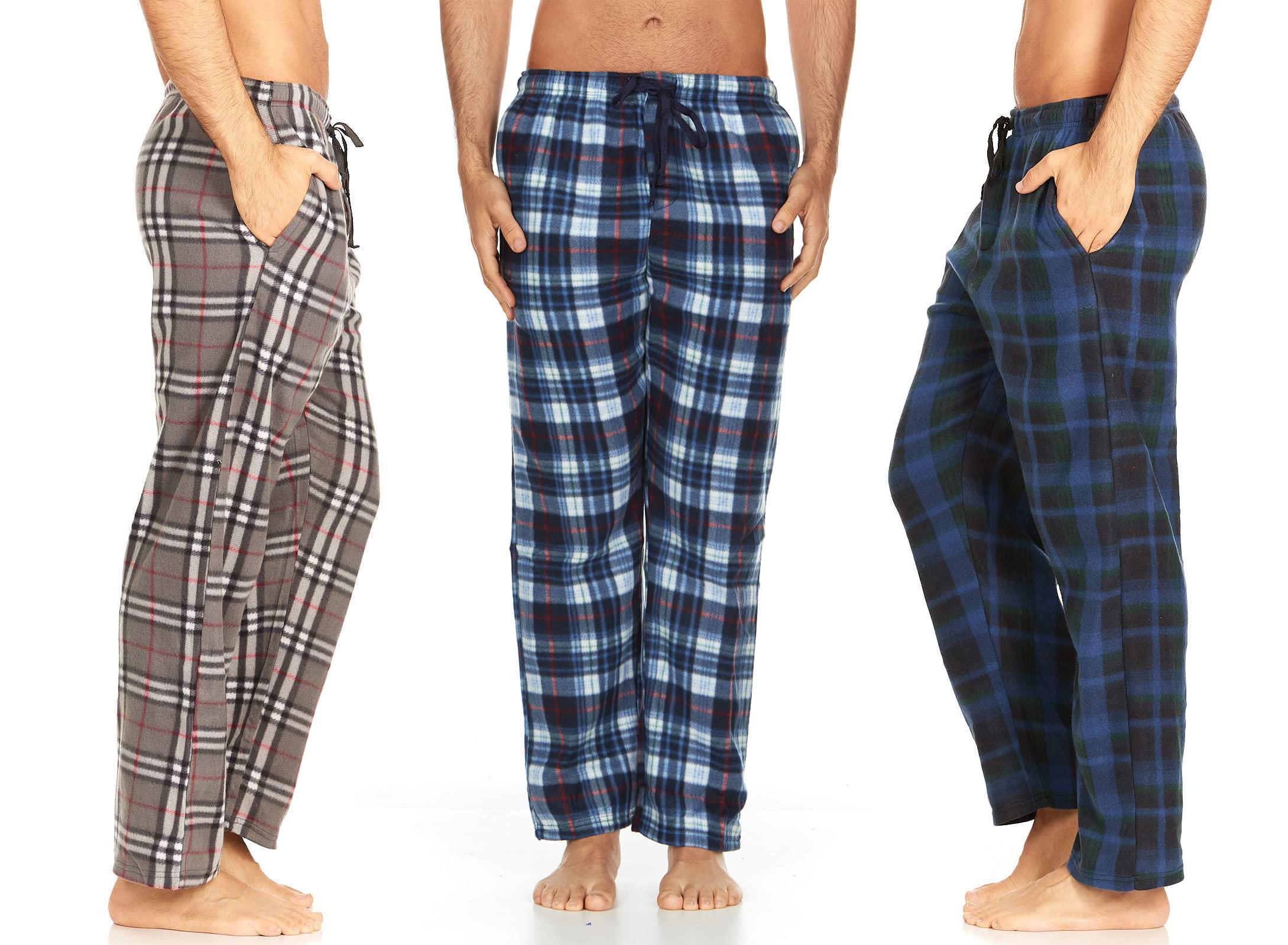 Daresay Men's Fleece Pajama Pants with Pockets - Soft Microfleece Sleepwear & Lounge Pants Multipack for Comfortable Nightwear, Home Relaxation and Winter Lounging