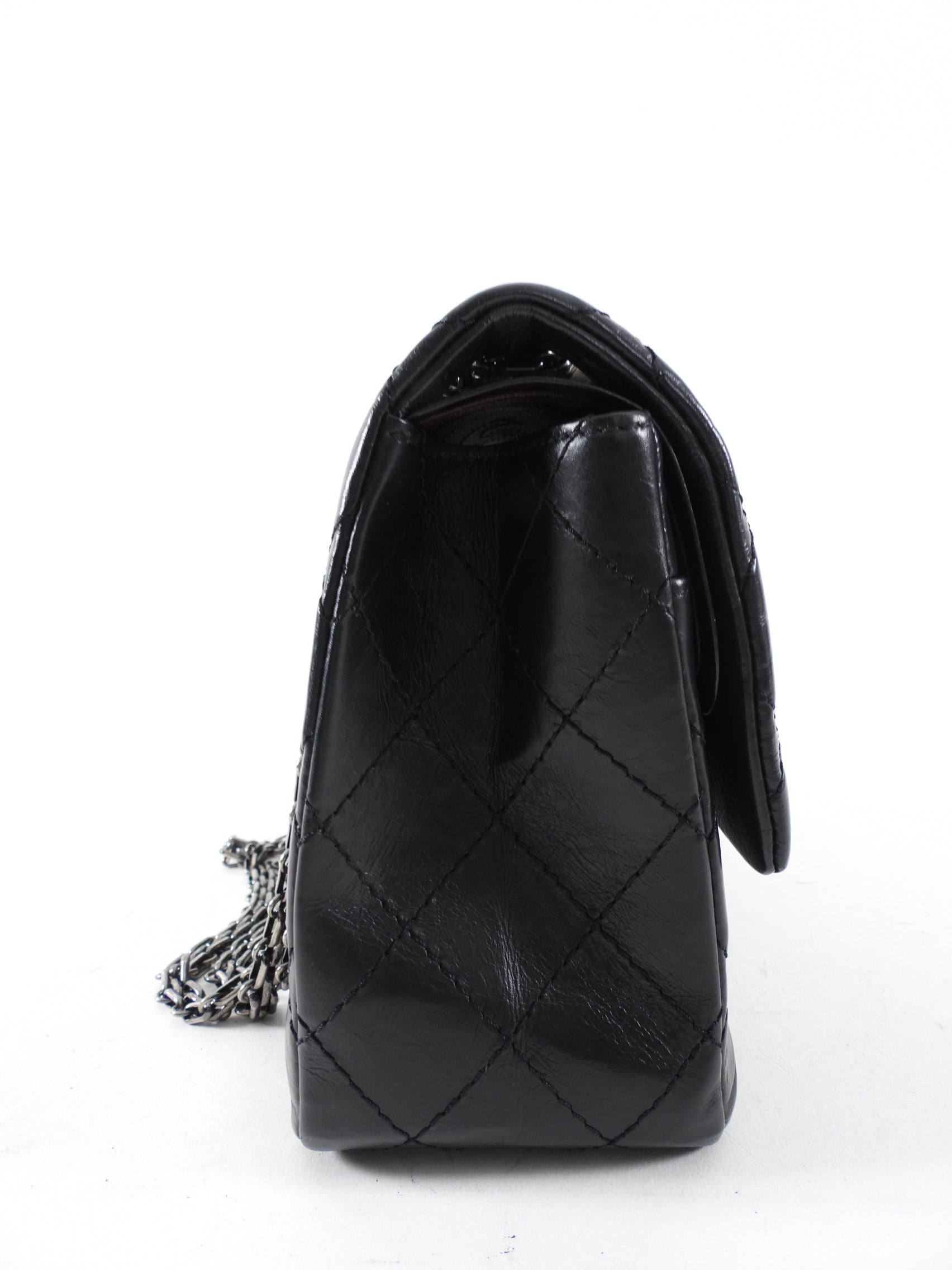 Chanel Black Aged Calfskin Reissue 2.55 227 Ruthenium Classic Flap Bag - Luxury Designer Handbag for Women, Perfect for Evening Events & Special Occasions