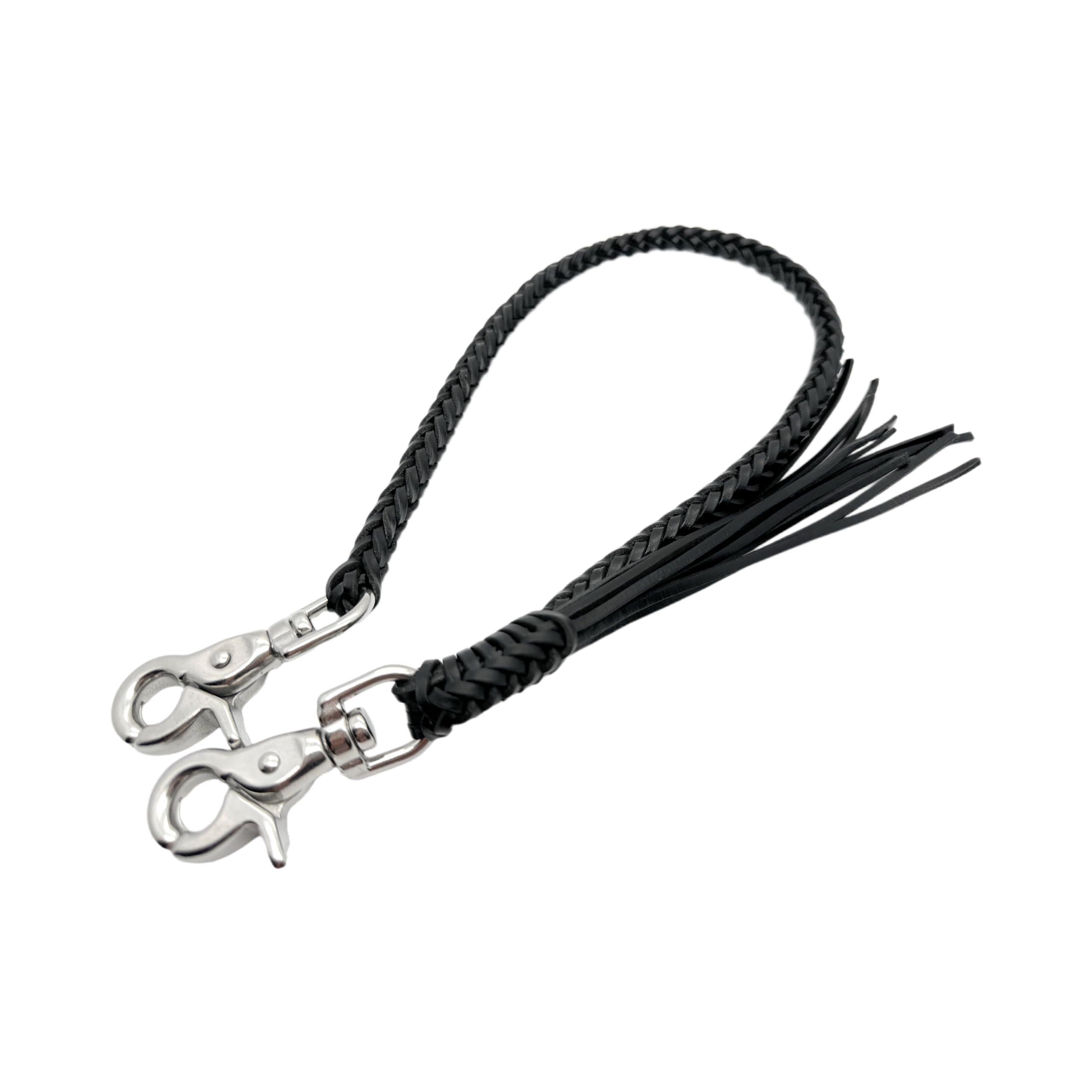 Braided Genuine Leather Wallet Chain with 316 Stainless Steel Swivel Trigger Snaps - Black | Secure Money Clip & Keychain for Men's Bifold Wallets | Everyday Carry Accessory for Work, Travel & Outdoor Activities