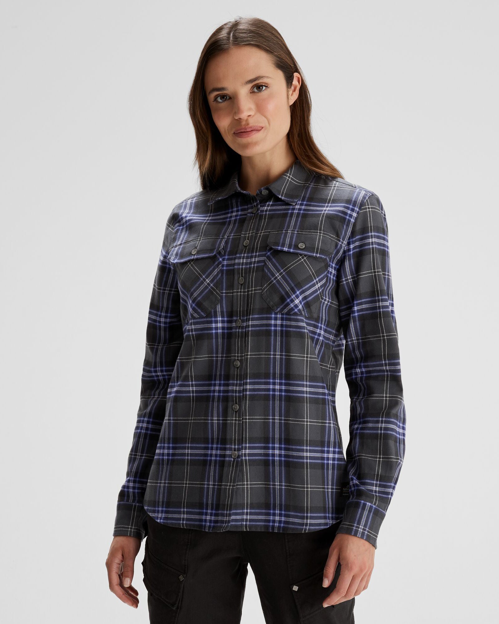 Women's Carrillon HF Long Sleeve Plaid Shirt - Dark Night Mountain Print - Perfect for Hiking, Camping & Outdoor Adventures