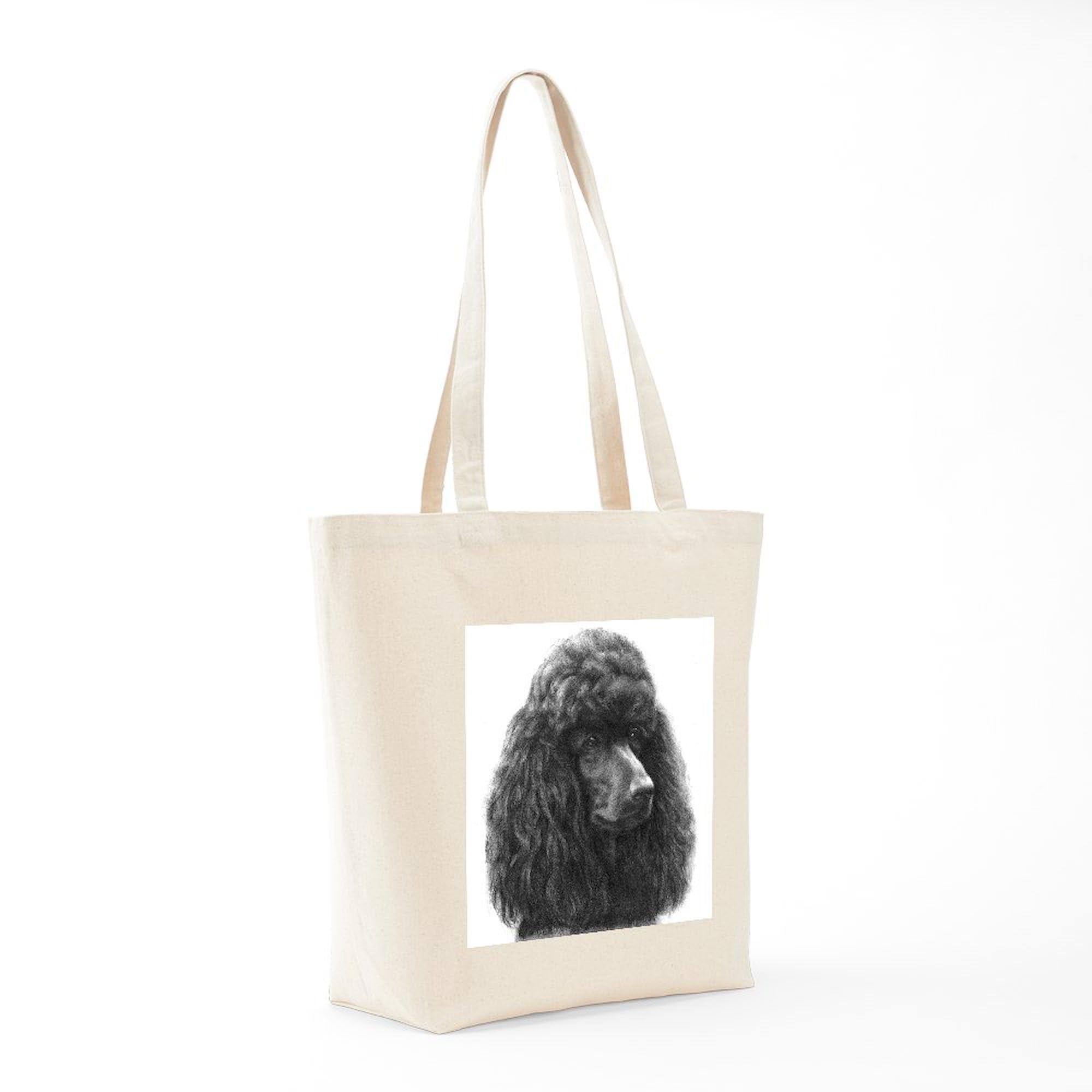 Black or Chocolate Poodle Tote Bag - Natural Canvas Reusable Shopping Bag for Groceries, Beach & Everyday Use | Eco-Friendly & Durable