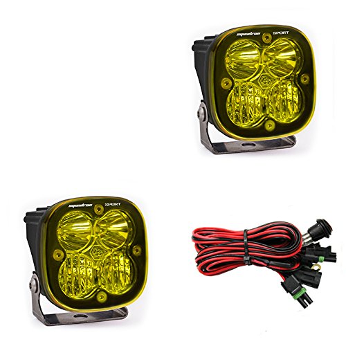 Baja Designs Squadron Sport LED Light Pod Pair - Super Bright Off Road LED Lights for Trucks & SUVs - Waterproof Driving/Combo Long Beam Headlights (Black, Amber) - Perfect for Night Off-Roading, Camping & Adventure Vehicles