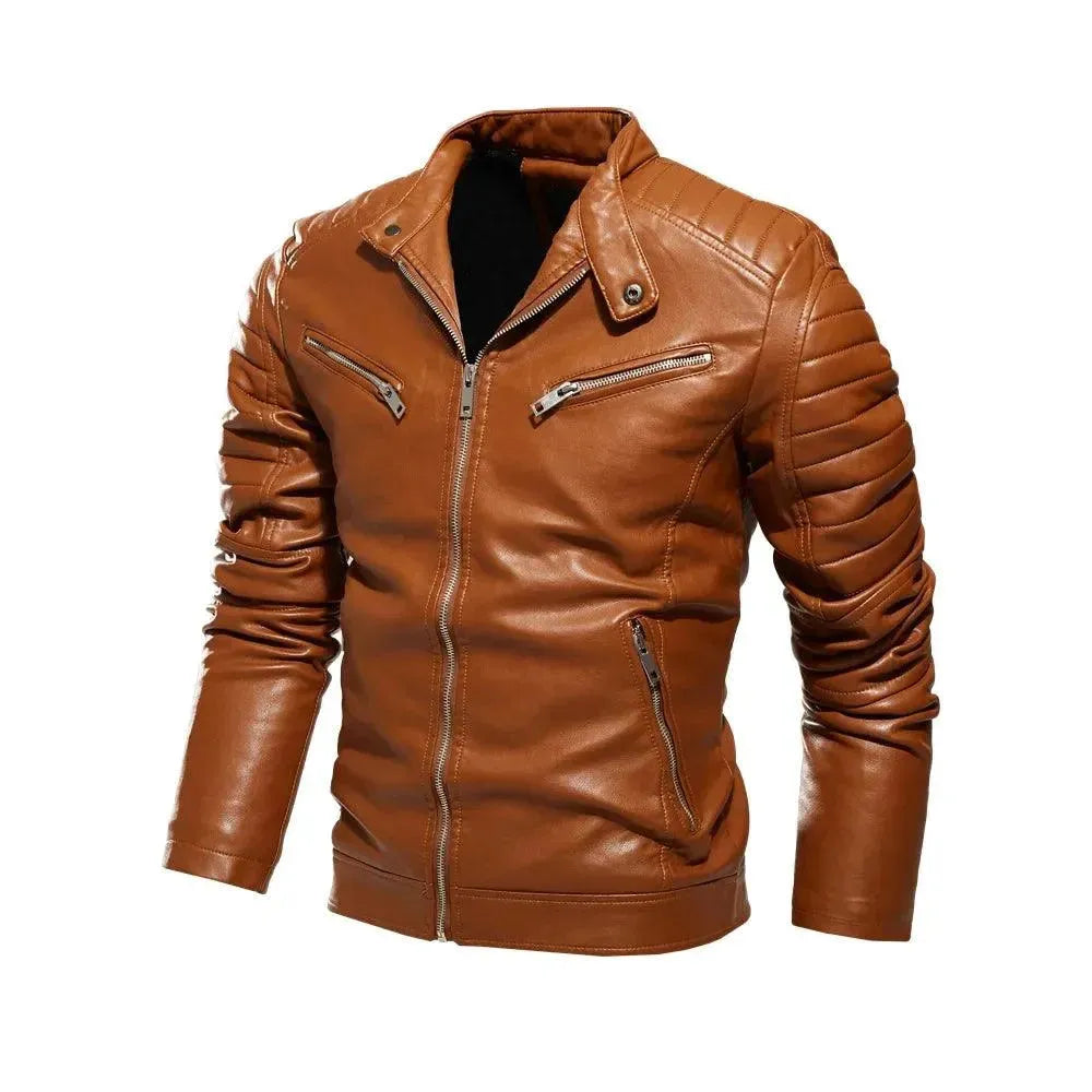 Men's Stylish PU Leather Patchwork Biker Jacket - Motorcycle Riding, Casual Outfit & Fashion Statement