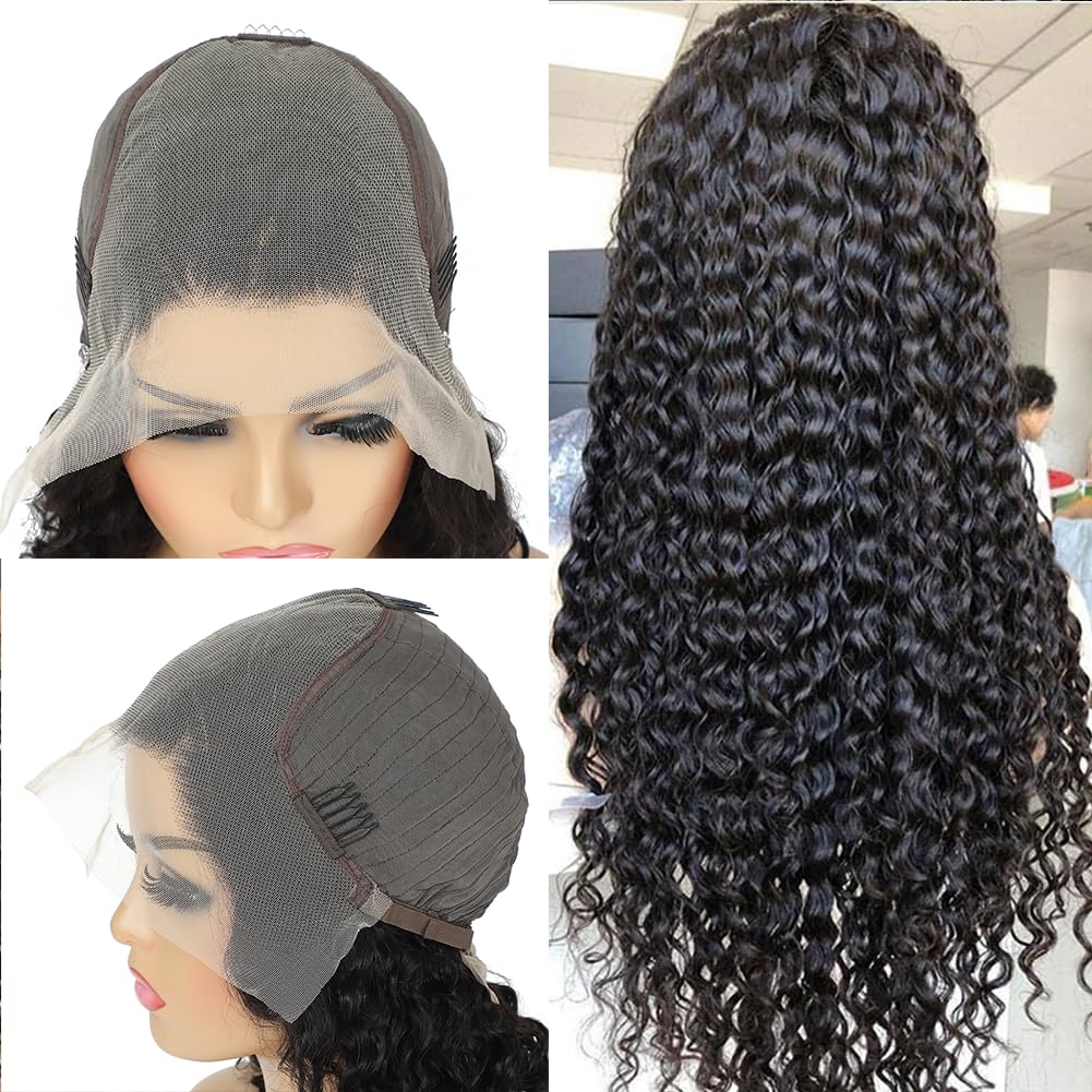 30 Inch 13x6 Lace Front Wigs Human Hair Deep Wave - Pre Plucked with Baby Hair 180% Density Glueless Curly Wig Natural Color - Perfect for Daily Wear, Cosplay, and Special Occasions