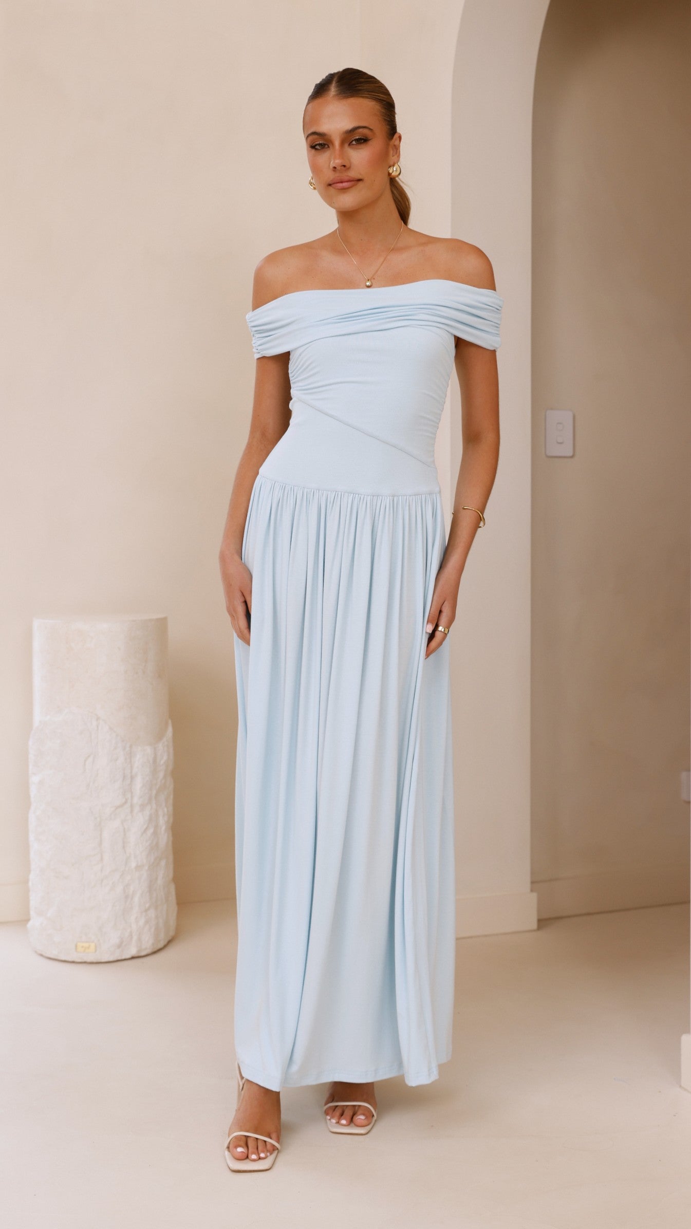 Manalla Maxi Dress for Women - Sky Blue Flowy Long Summer Dress - Perfect for Beach, Vacation & Casual Wear
