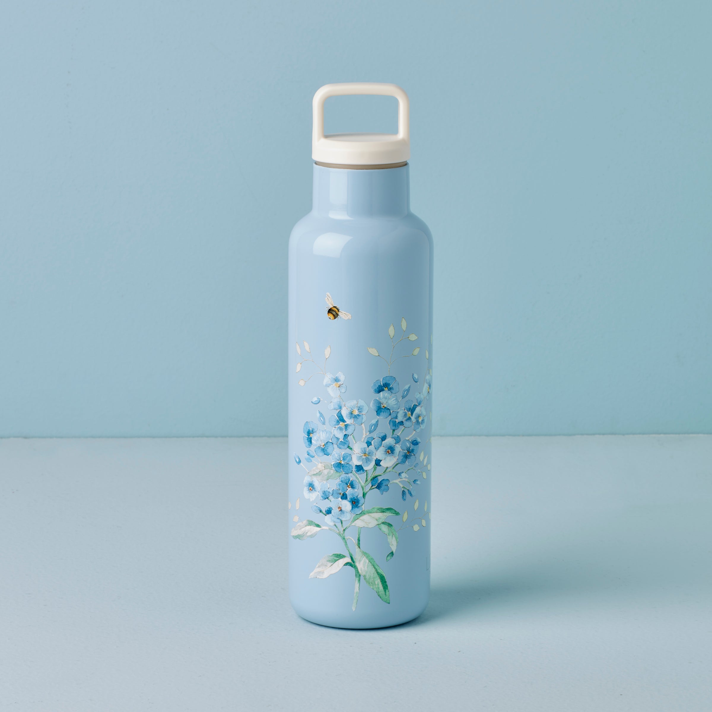 Butterfly Meadow Light Blue Insulated Stainless Steel Water Bottle - 20oz Leakproof Thermos for Hiking, Gym & Outdoor Activities