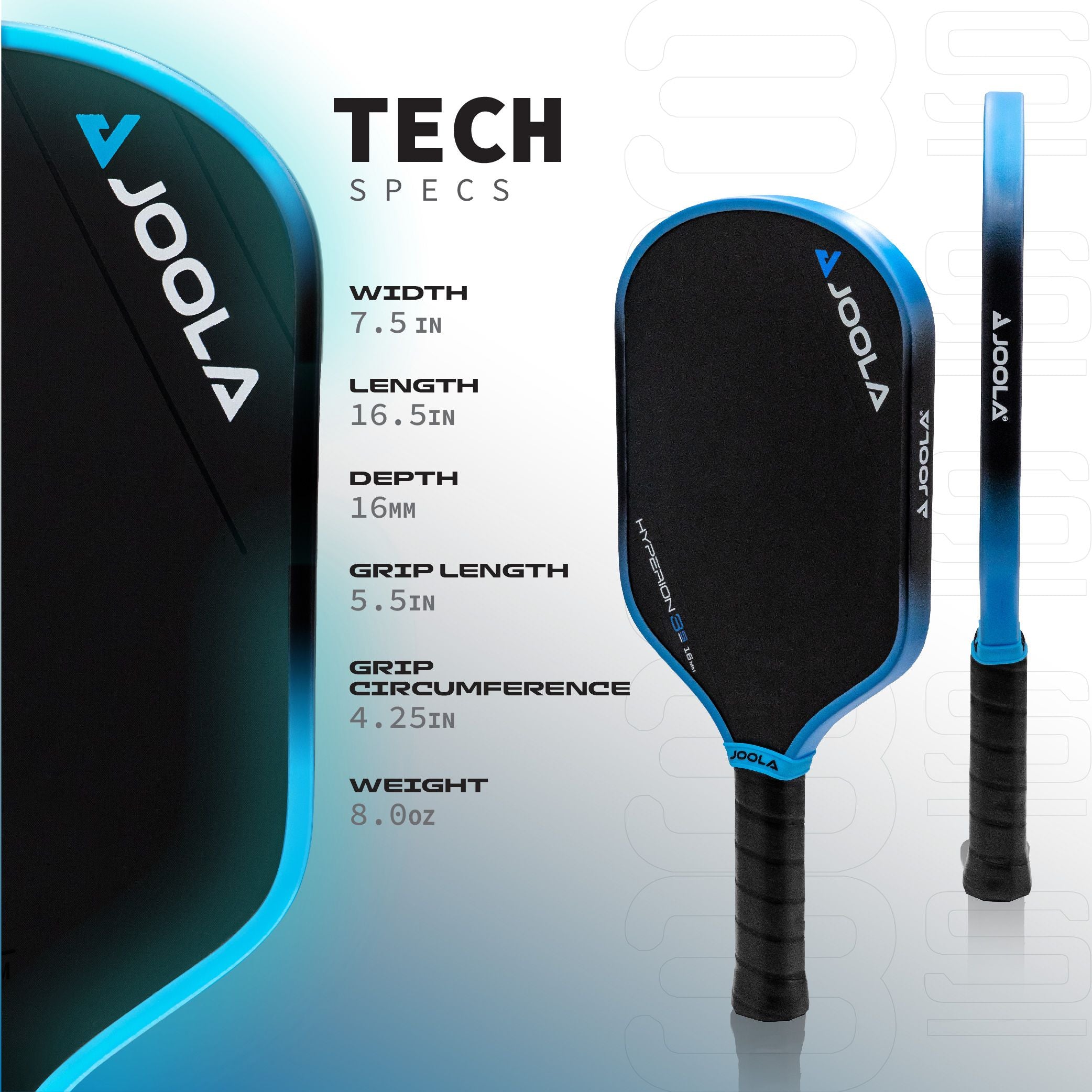 JOOLA Simone Jardim Hyperion 3S 16mm Pickleball Paddle - Premium Carbon Fiber Surface with Cushion Grip | Perfect for Tournament Play & Recreational Pickleball Games