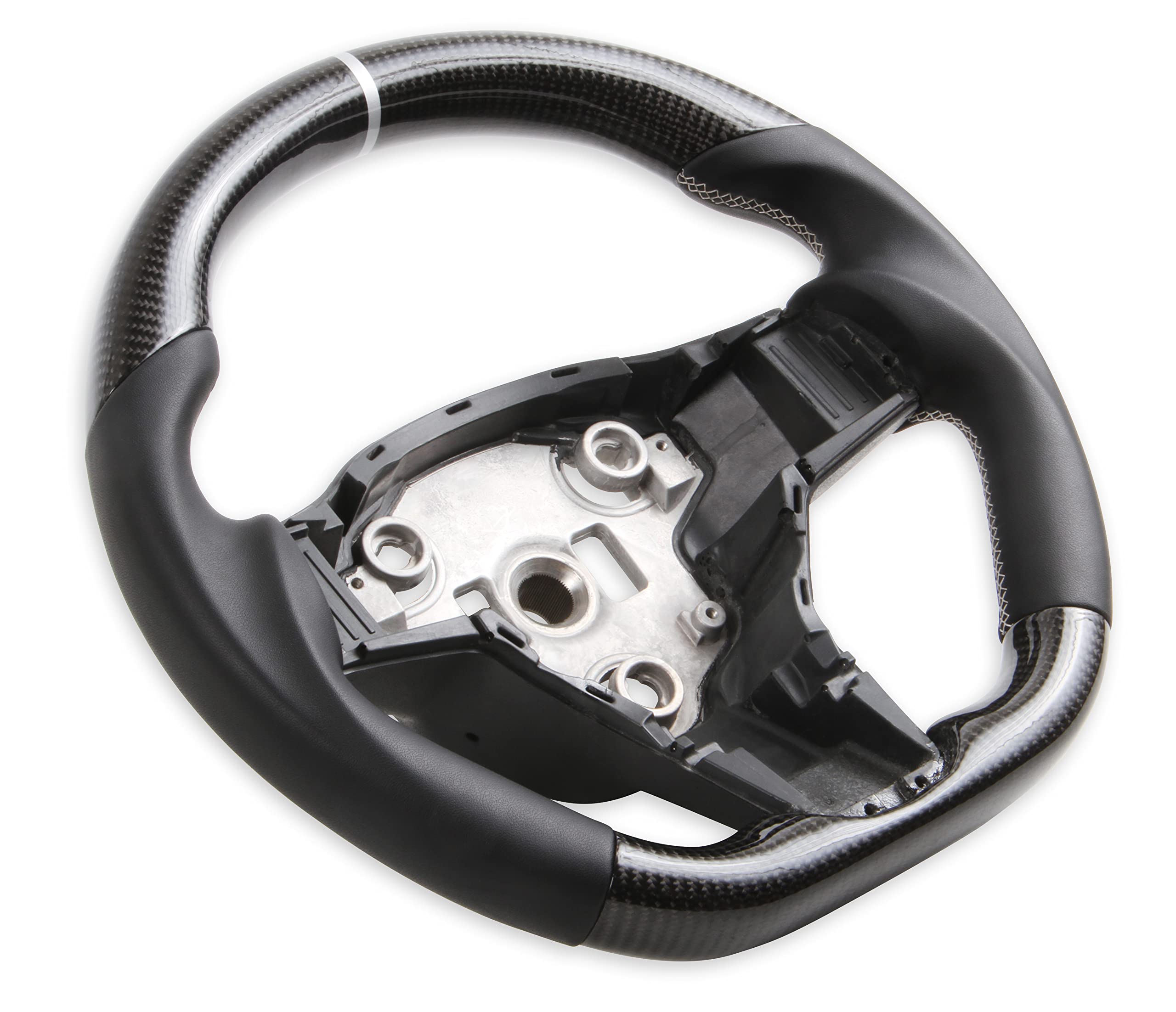 Rekudo RK950-01 Carbon Fiber Steering Wheel with Leather Grips - Premium Racing Style for Sports Cars & Gaming Simulators
