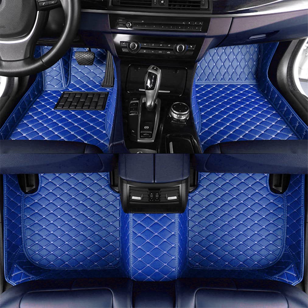 Premium All-Weather Car Floor Mats for BMW M1 2008 - Full Coverage Leather Front & Rear Liners with Non-Slip Protection - Blue Auto Accessories - Perfect for Daily Commute, Road Trips & Winter Driving