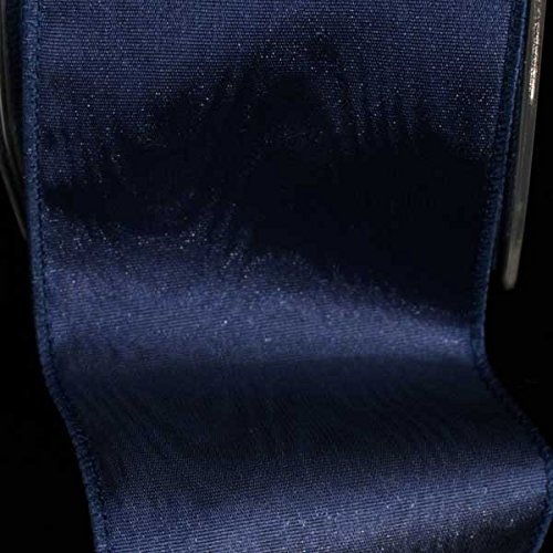 Premium Navy Blue Dakota Moiré Wired Craft Ribbon - 2.5 Inch x 40 Yards Bulk Roll for Gift Wrapping, Floral Arrangements, DIY Decor & Wedding Crafts