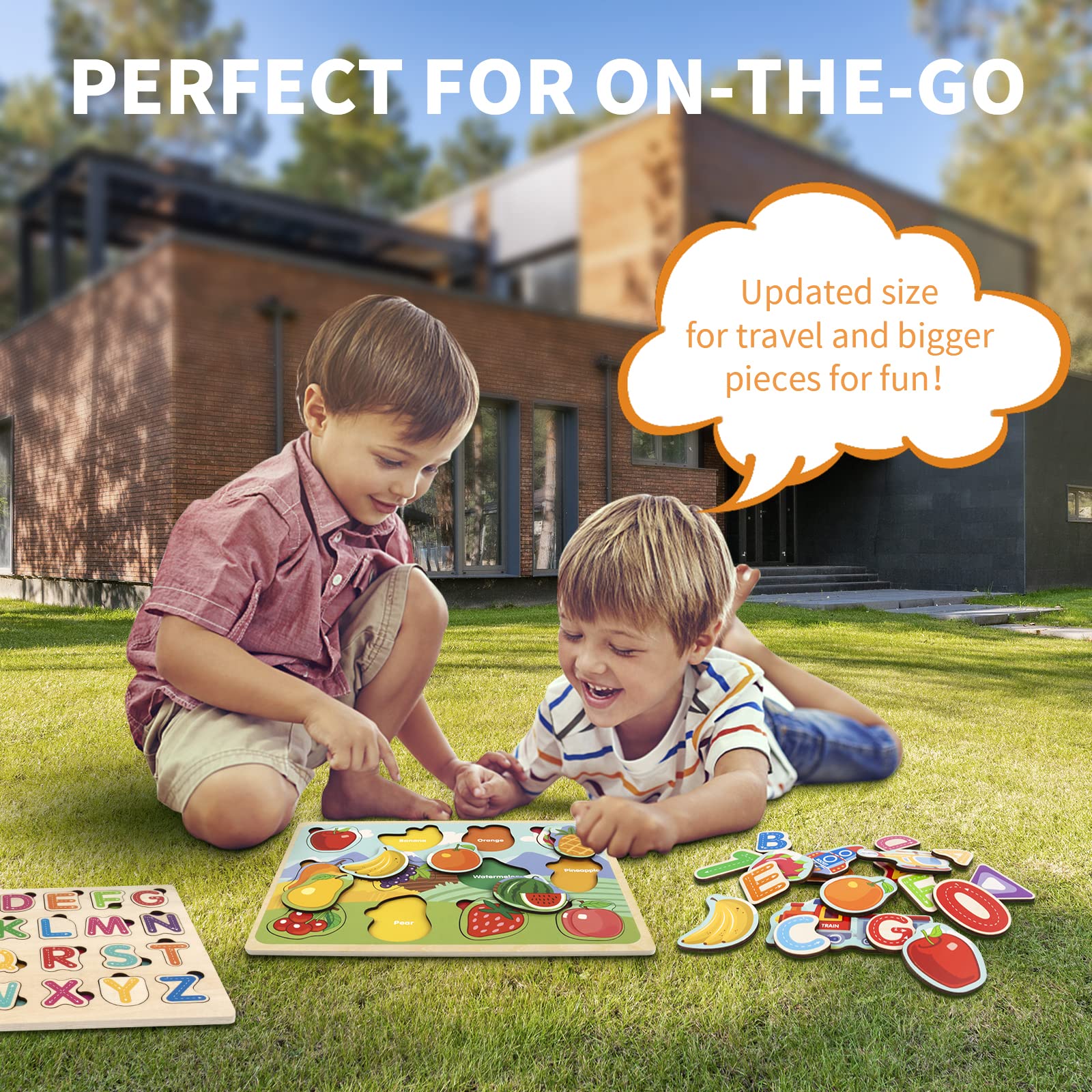 Wooden Puzzles for Toddlers 3-6 with Storage - 6 Pack for Preschool Learning | Playroom & Classroom Use