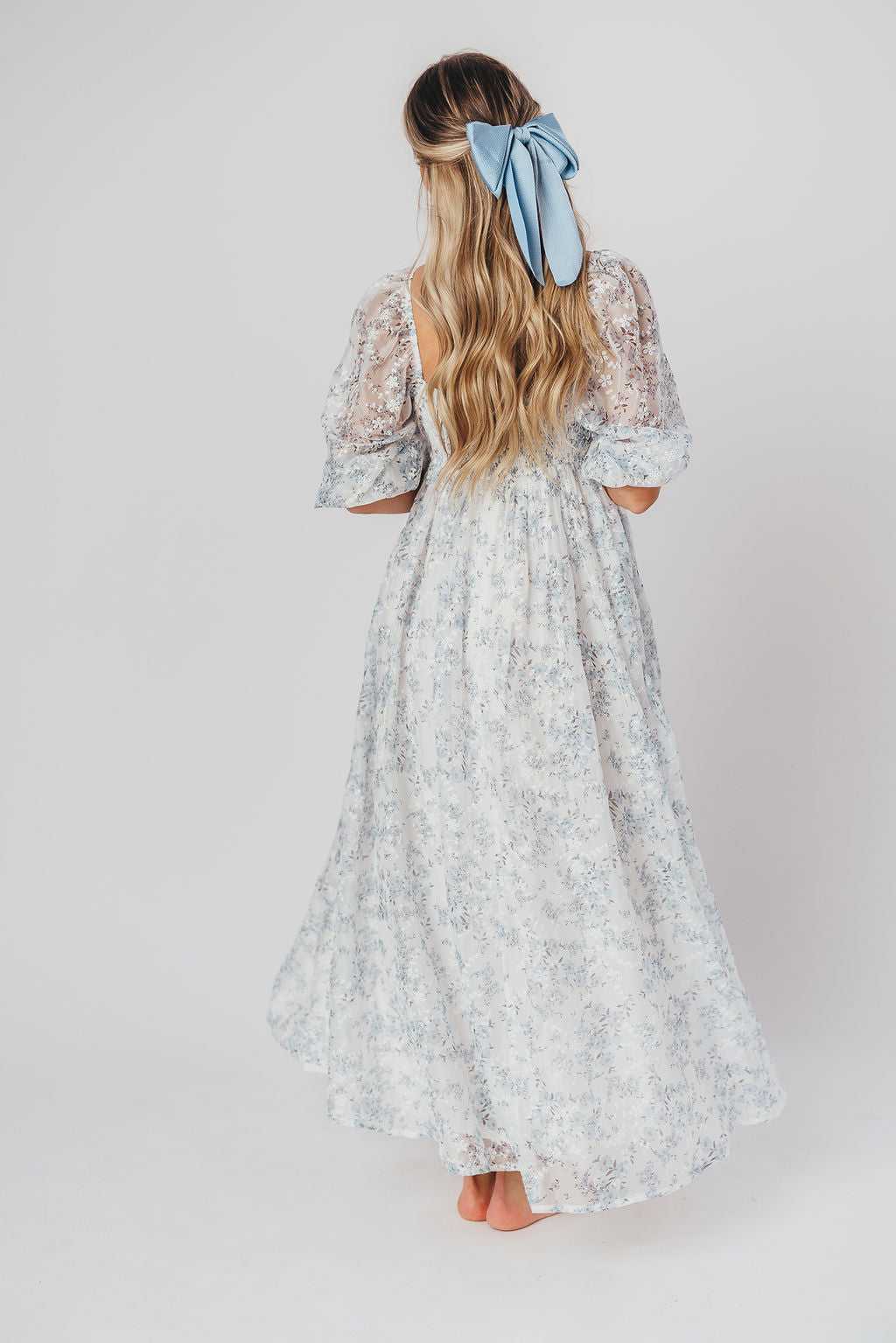 Blue and White Smocked Maxi Dress for Women - Bump Friendly Maternity & Inclusive Sizing (S-3XL) | Perfect for Beach Vacations, Summer Weddings & Casual Outings
