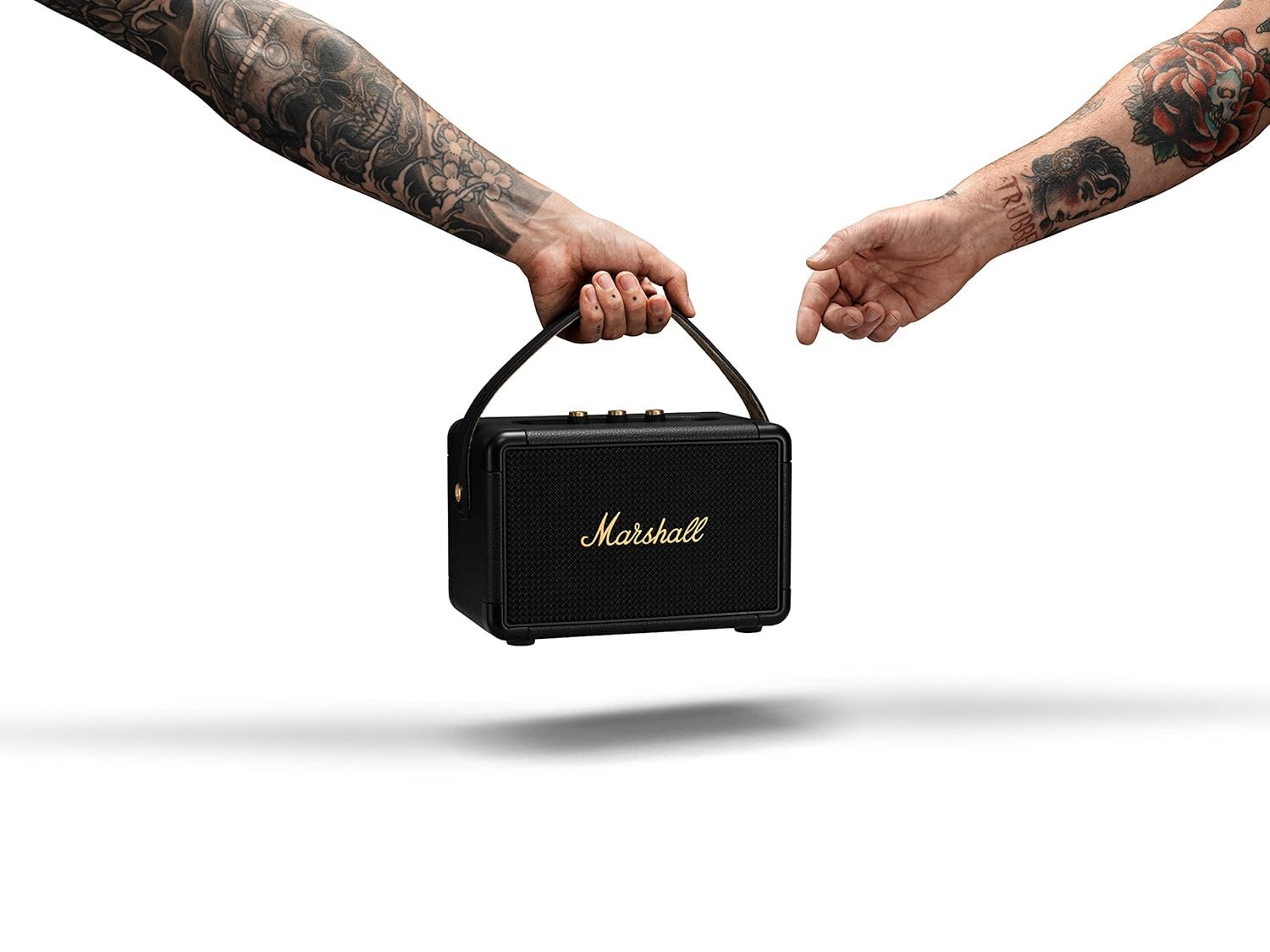 Marshall Kilburn II Portable Bluetooth Speaker - Wireless, Waterproof, Premium Sound - Black & Brass Finish | Perfect for Outdoor Adventures, Beach Parties & Home Entertainment
