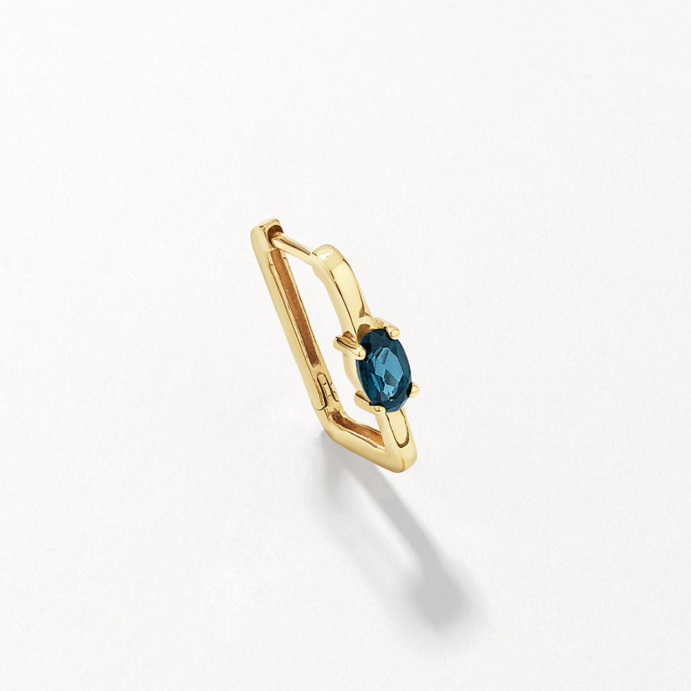 Blue Topaz Gold Paperclip Hoop Earrings for Women - Elegant Dainty Everyday Jewelry for Work, Date Night & Special Occasions