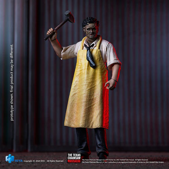 PRE ORDER - Hiya 1/18 Scale 4-Inch LeatherFace Action Figure from Texas Chainsaw Massacre 1974 - Killing Mask Standard Version - Collectible Horror Movie Figure for Display & Cosplay