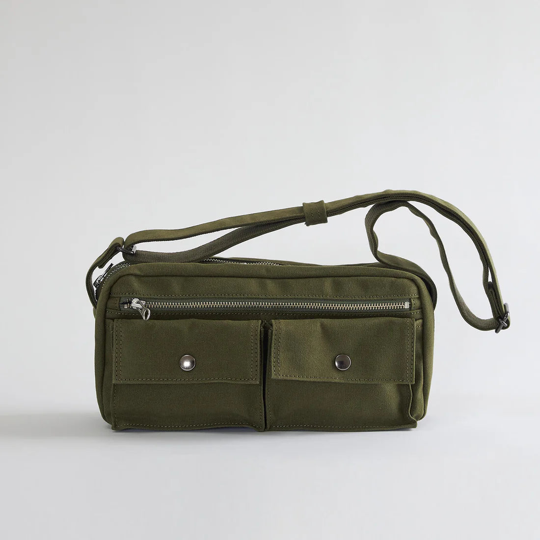 Kurashiki Hampu Canvas Shoulder Bag - Khaki Japanese Style Crossbody Tote for Women | Durable & Stylish Casual Bag for Travel, Work & Everyday Use