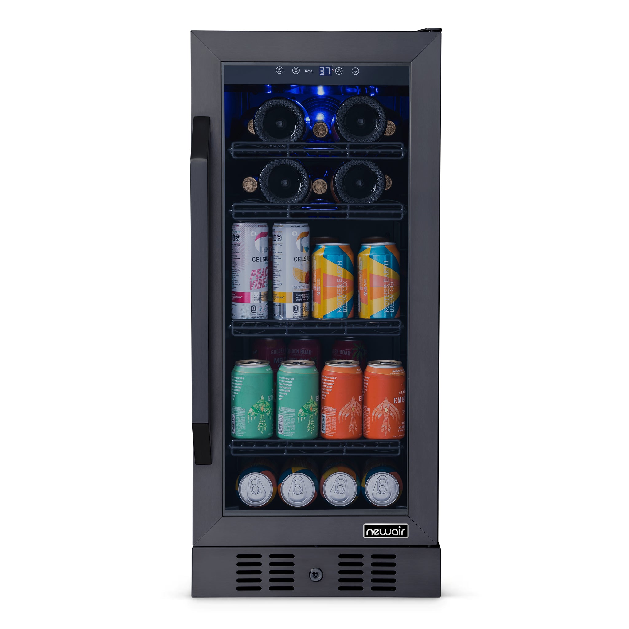 Newair® 80 Can 33 Bottle Built-In Black Beverage Refrigerator - Perfect for Home Bars, Office, and Party Drink Storage